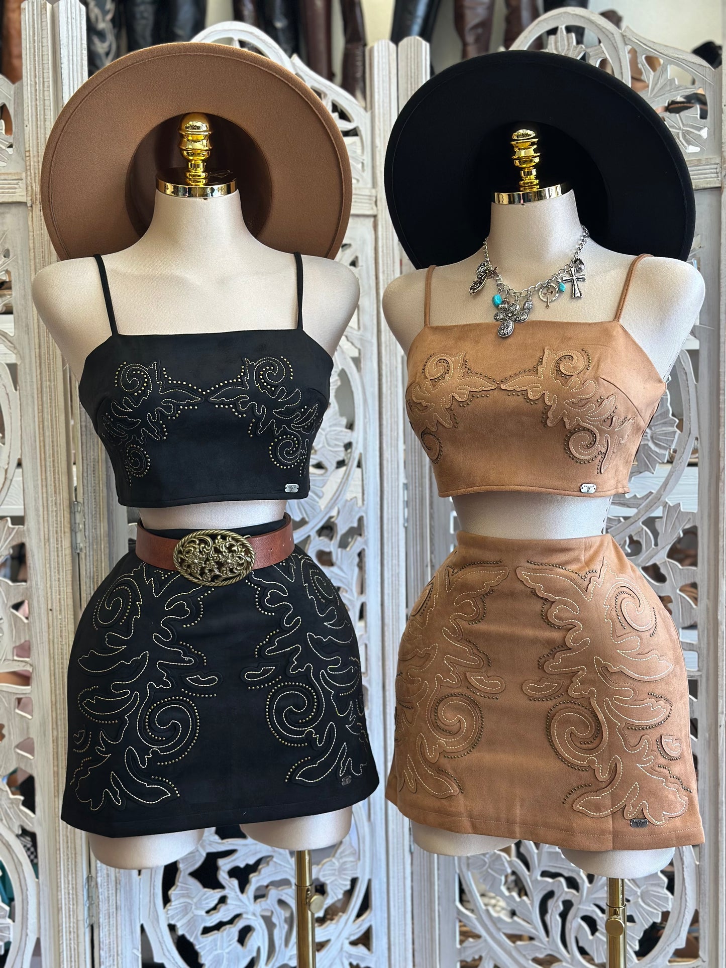 Studded Embroidered Western Set- Estira,Stretchy