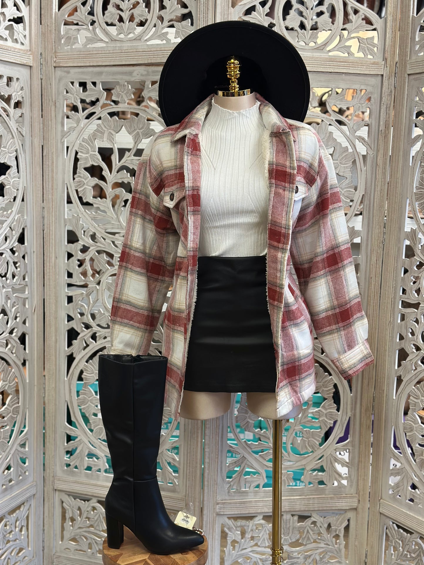 Red Flannel Sherpa Jacket