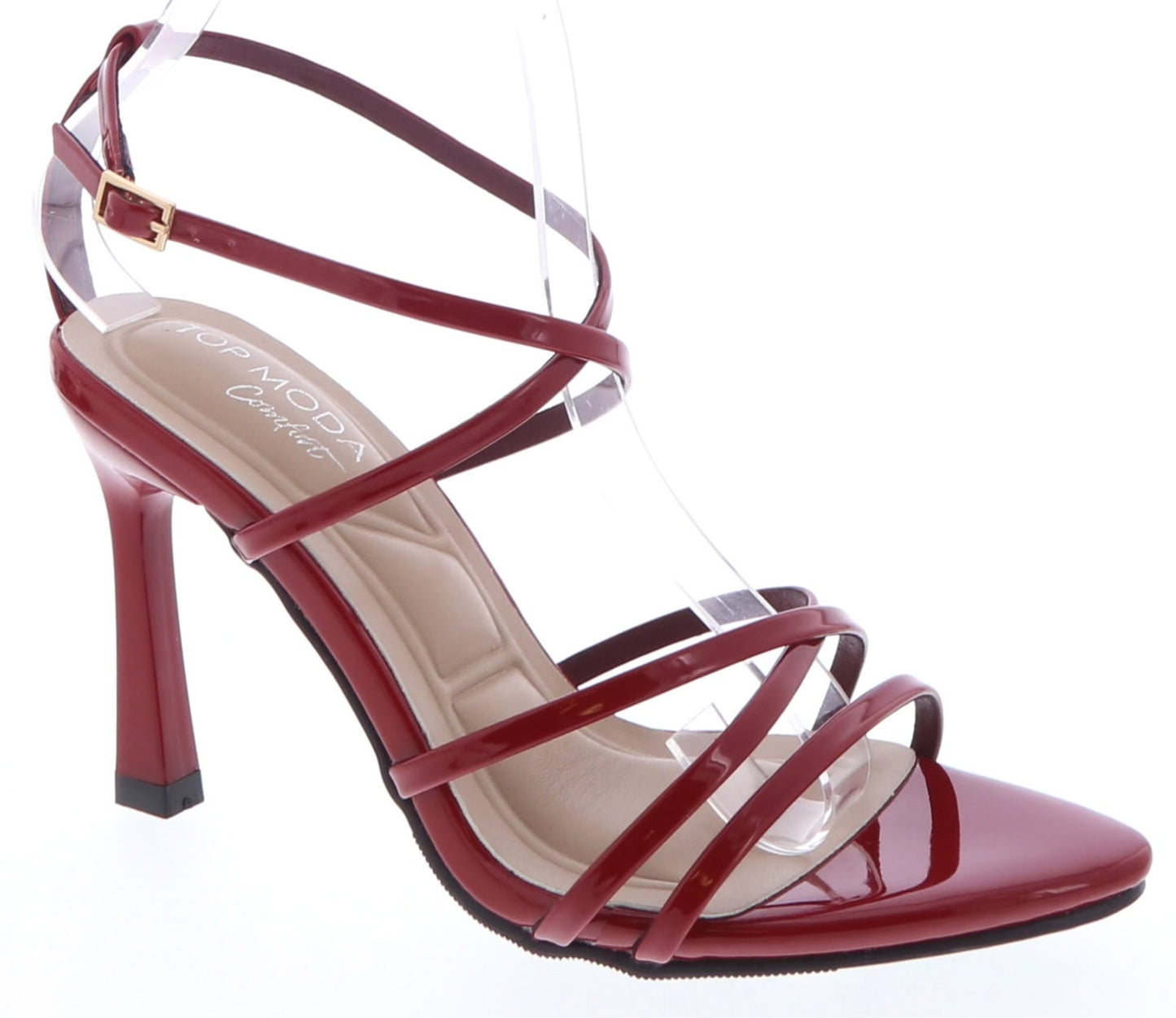 Red Glossy Strappy Heels