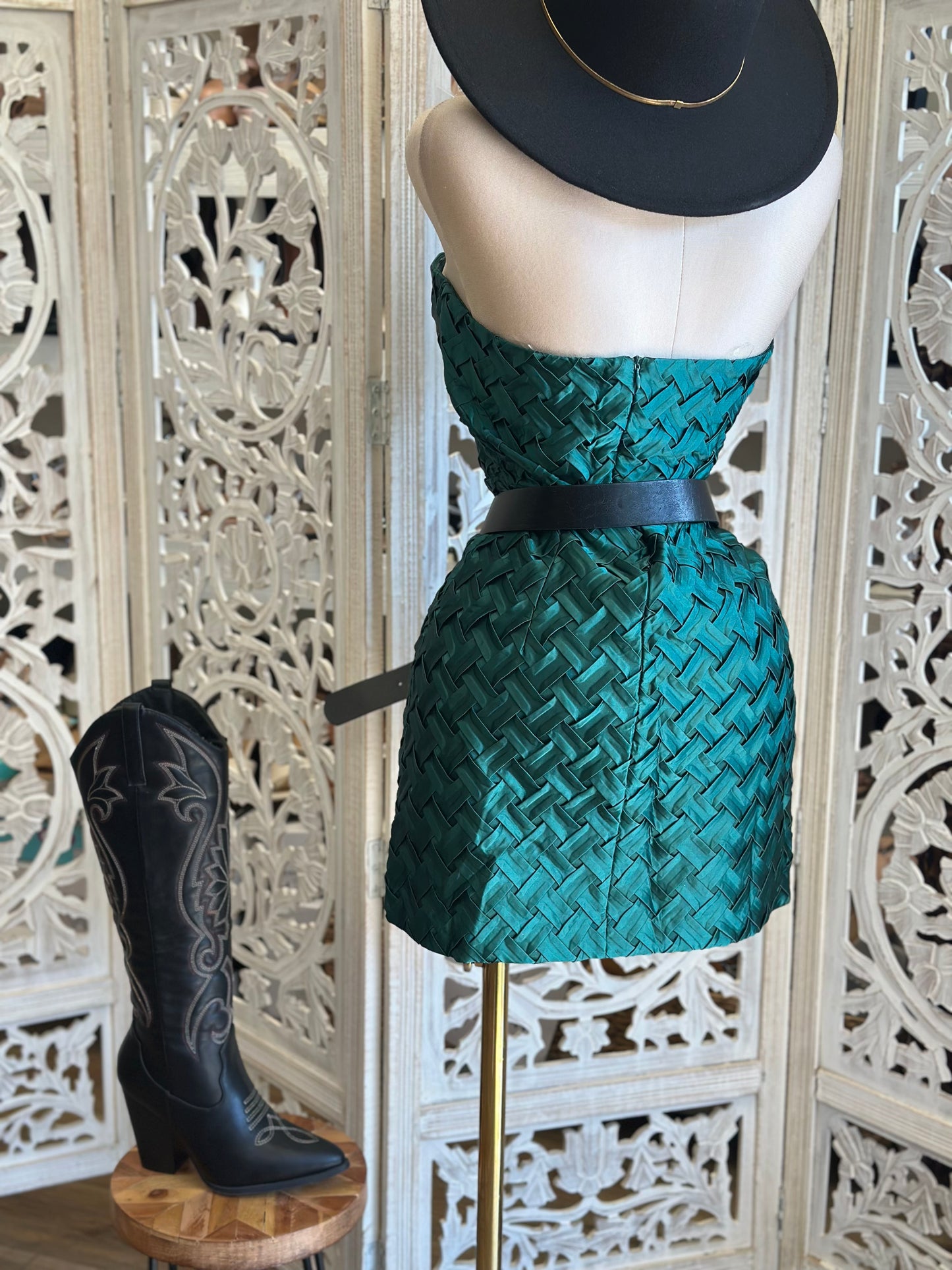 Knit Satin Mini Slit Dress- No Estira, Not Stretchy