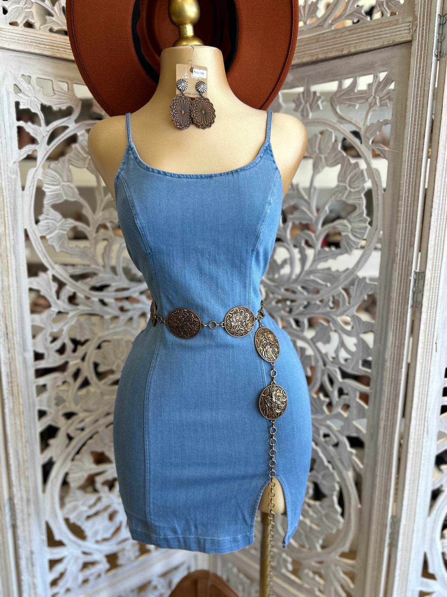 Scooped Denim Dress- Stretchy