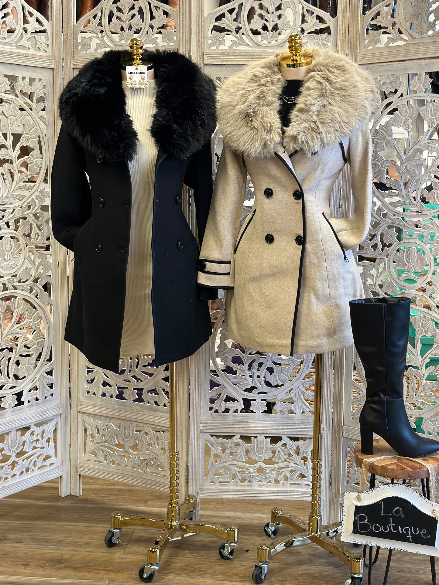 Fur Lined Button Coat- Not Stretchy, No Estira