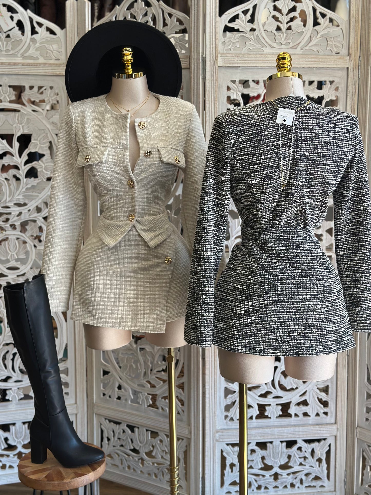 Heathered Gold Button Set - Estira ,Stretchy