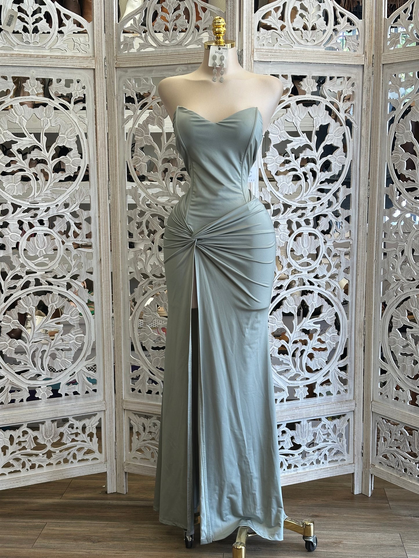 Seafoam Knotted Maxi Dress - Estira , Stretchy
