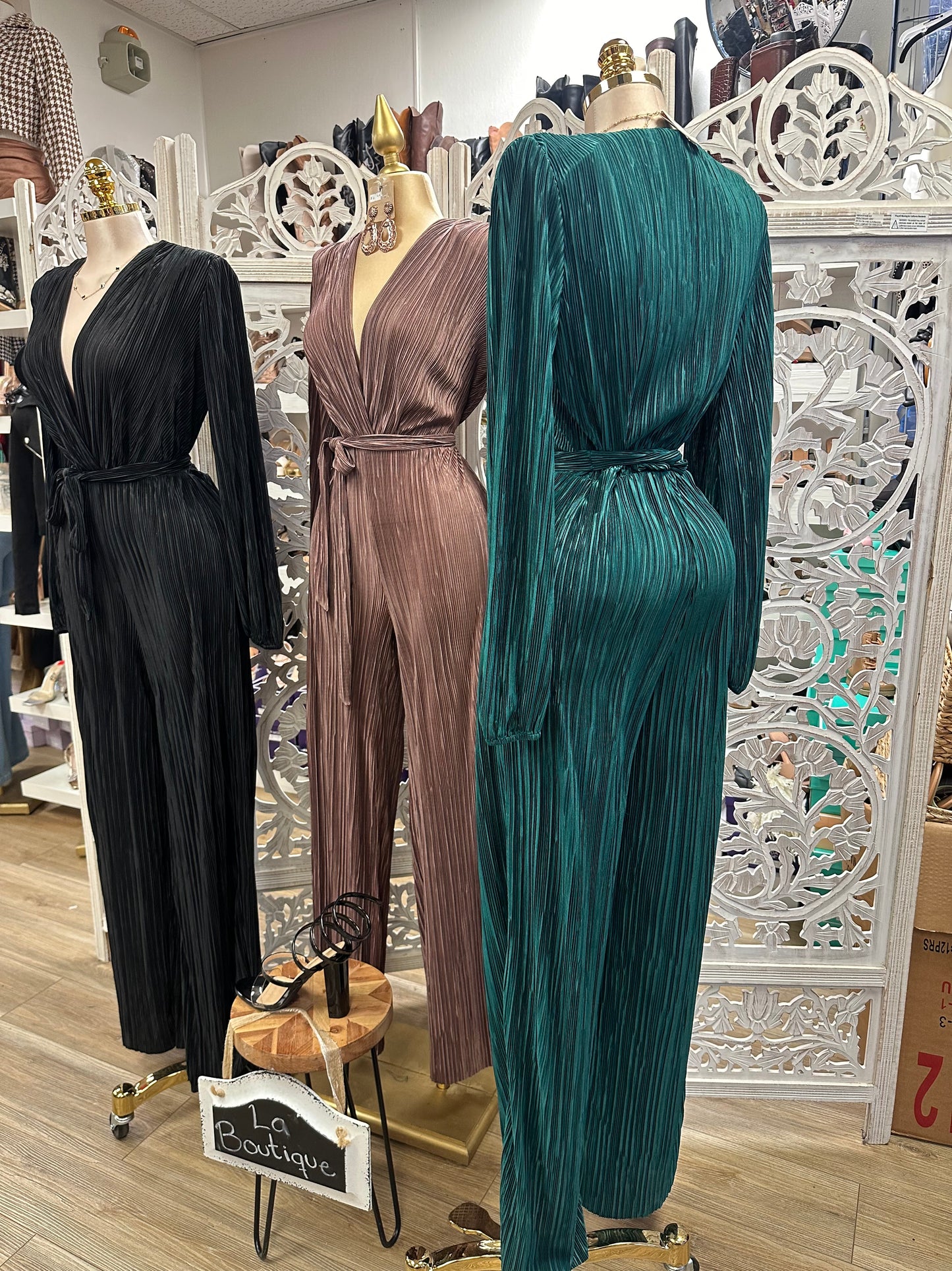 Pleated Cross Front Jumpsuit- Stretchy, Estira