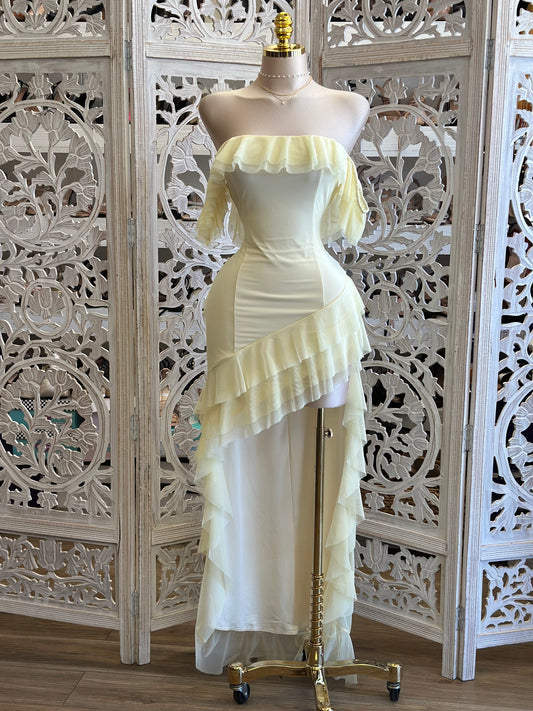 Butter Ruffle Dress- Stretchy, Estira