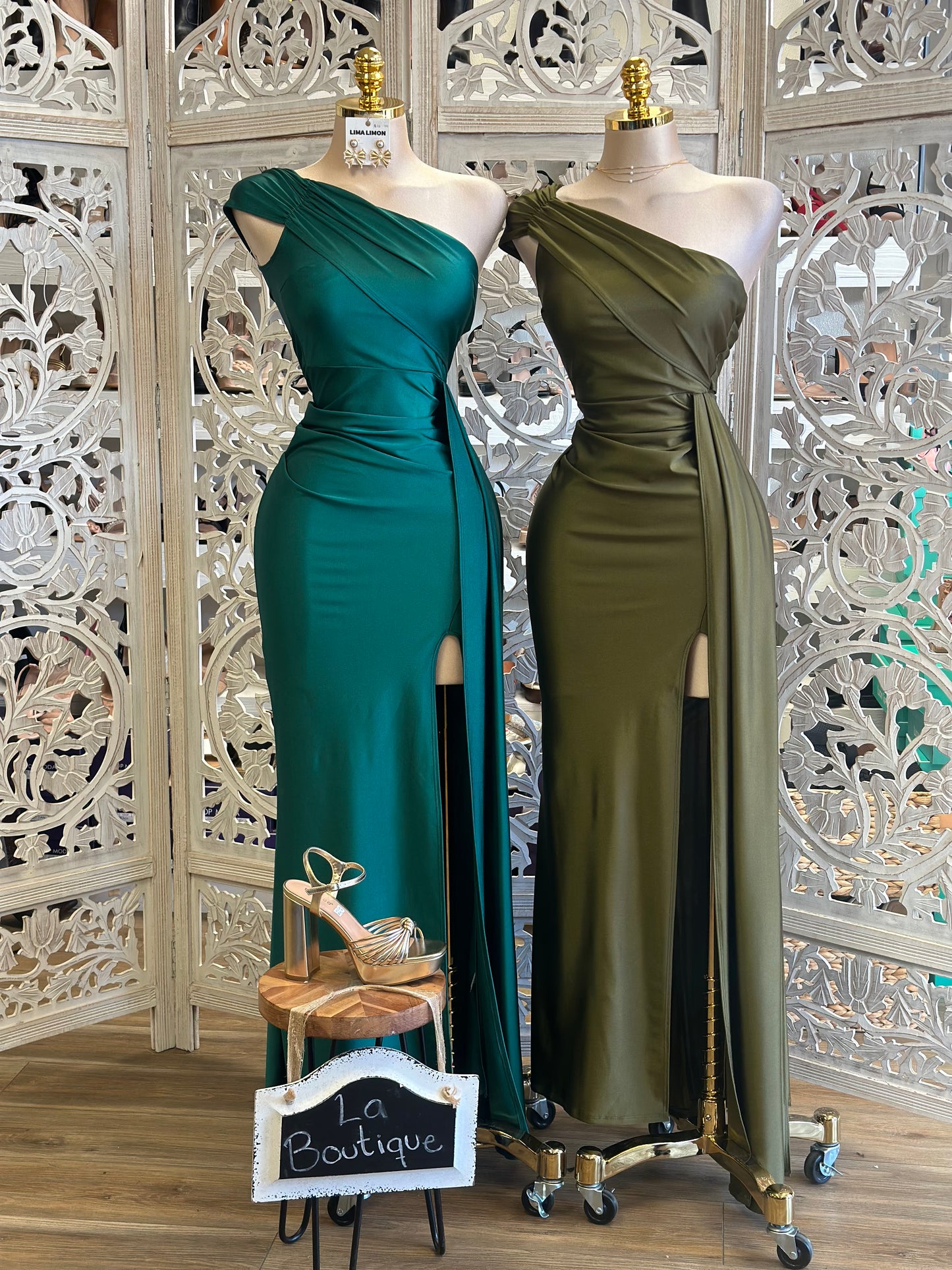 One Sleeve High Slit Gown- Stretchy,Estira