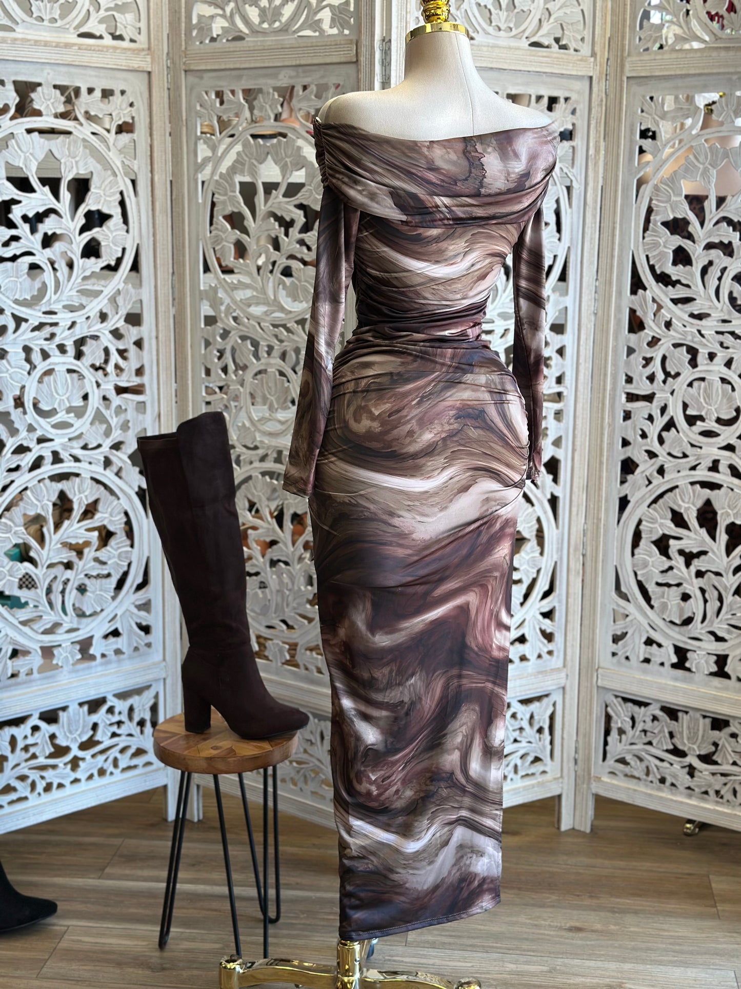 Tie Dye High Slit Dress- Stretchy,Estira