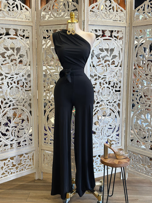 Black One Sleeve Jumpsuit - Estira, Stretchy
