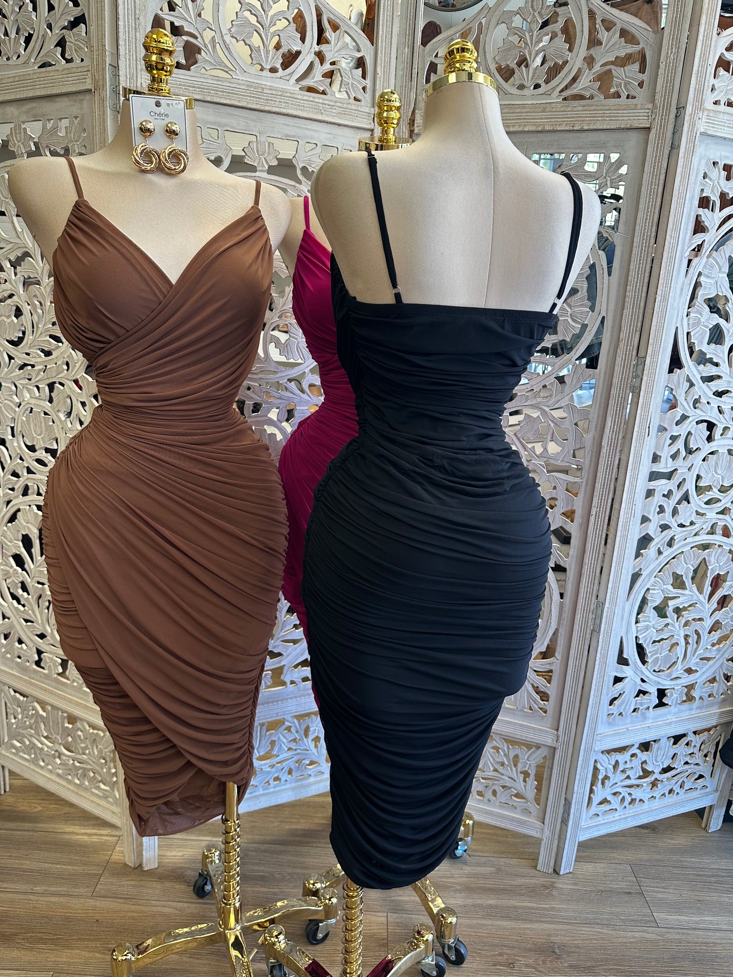 Wrapped Mesh Cocktail Dress-Estira Stretchy