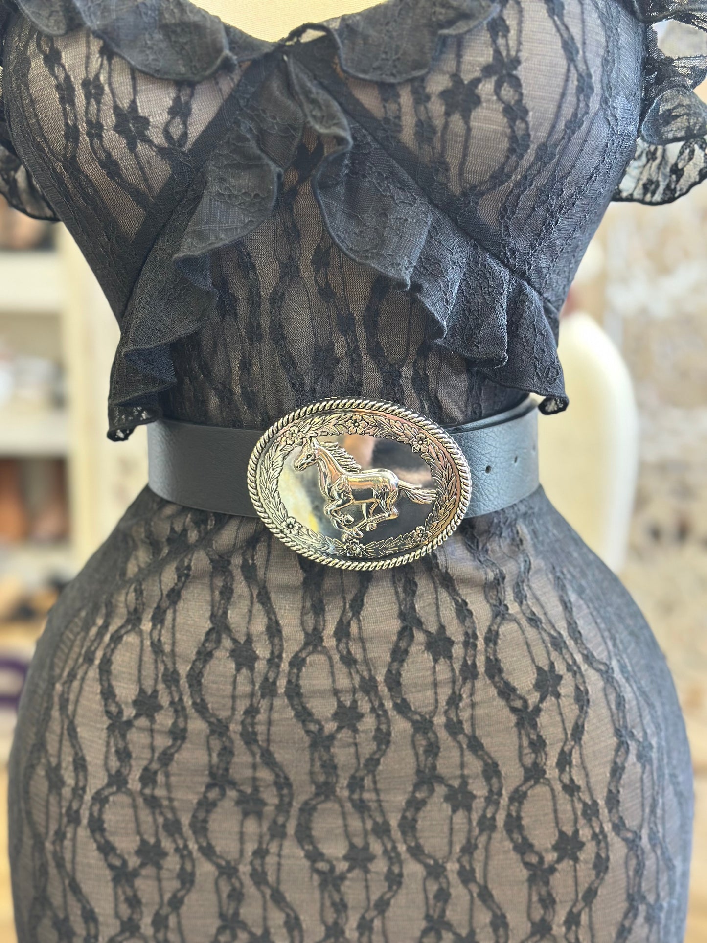 Black Horse Buckle Belt