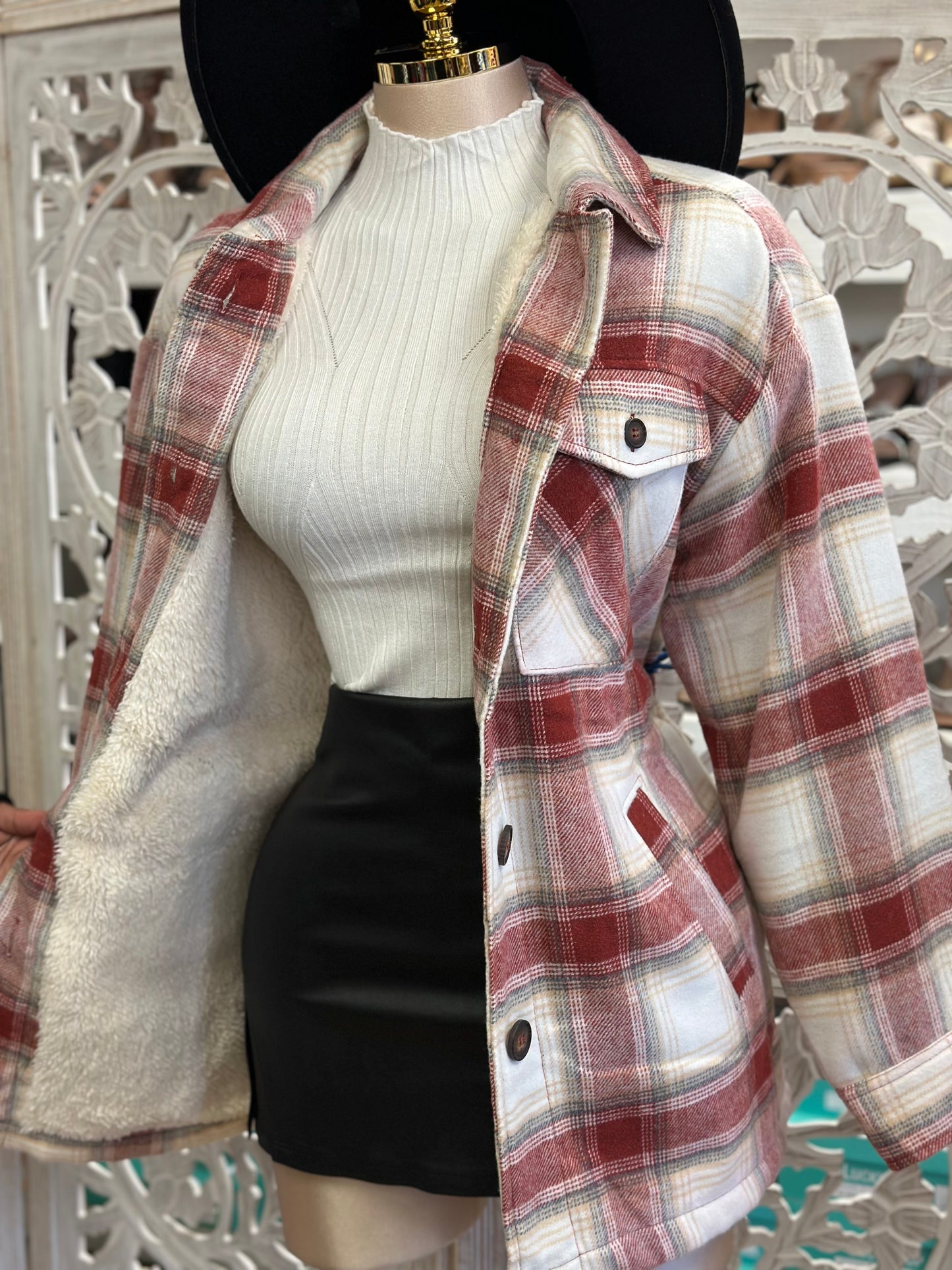Red Flannel Sherpa Jacket
