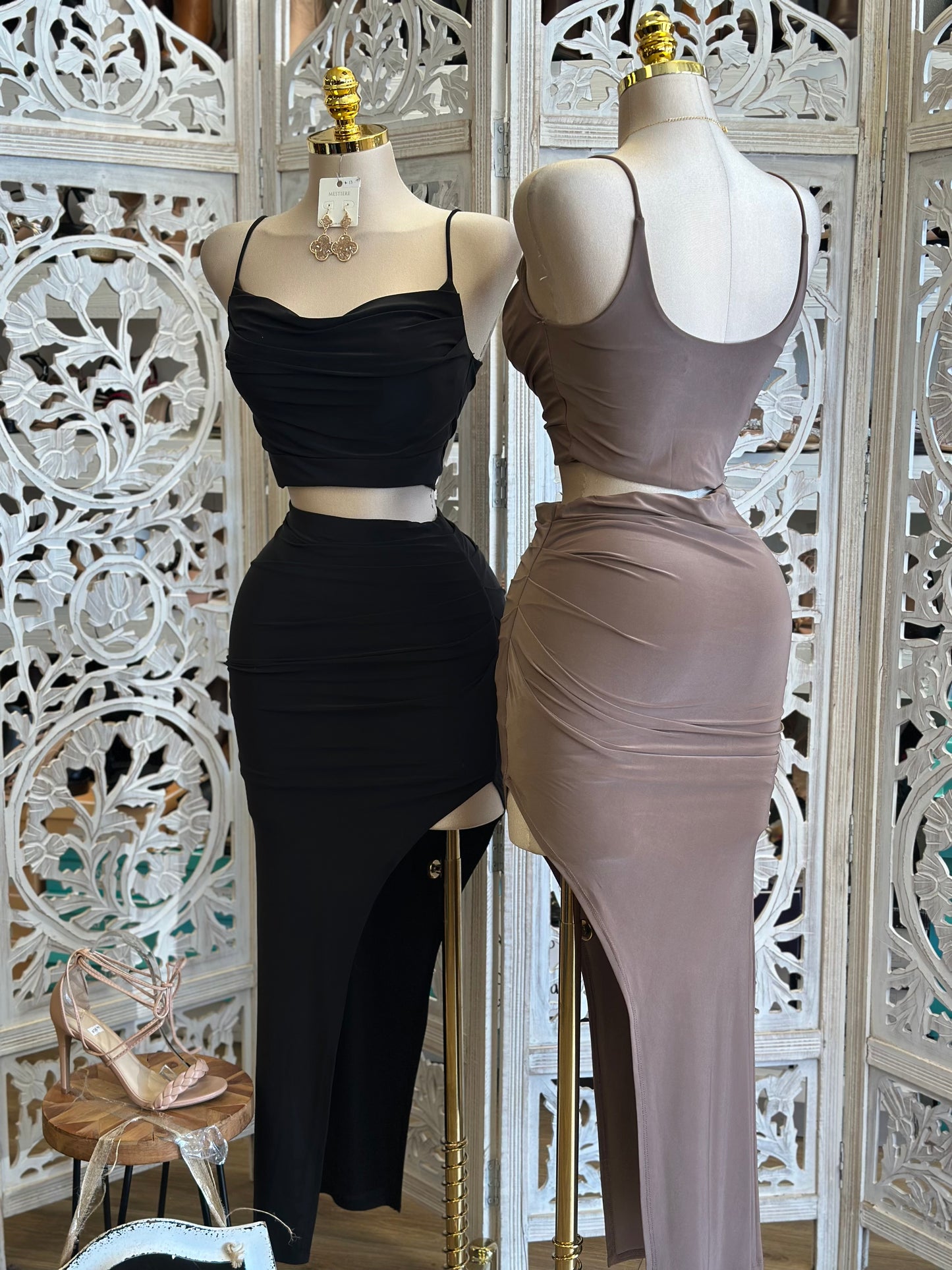 Oval Slit Skirt and Top Set- Stretchy,Estira