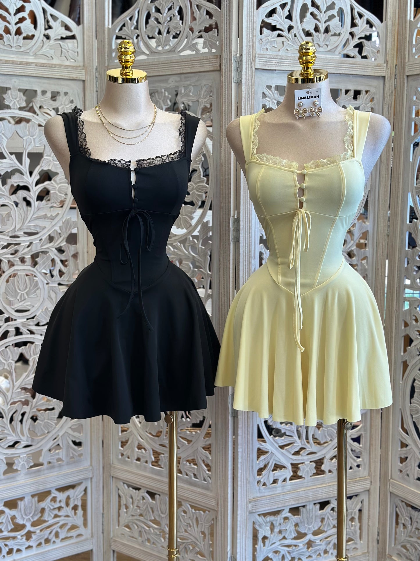 Milkmaid Lace Mini Dress-Estira , Stretchy