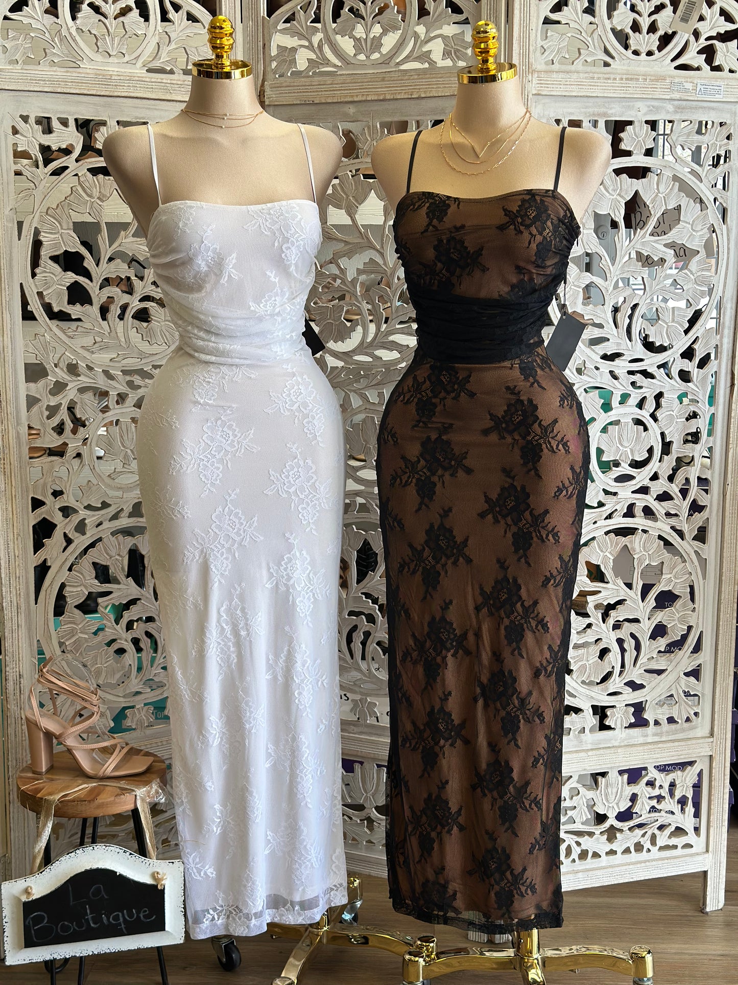 Lace Cami Cowl Dress- Stretchy,Estira