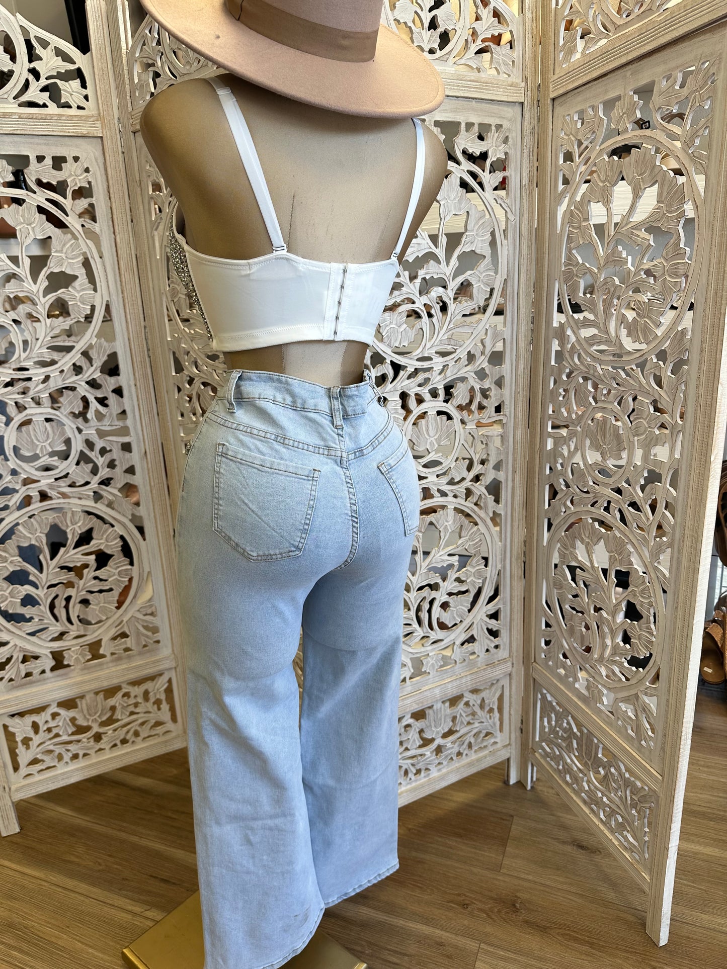 Rhinestone Heart Jeans- Stretchy