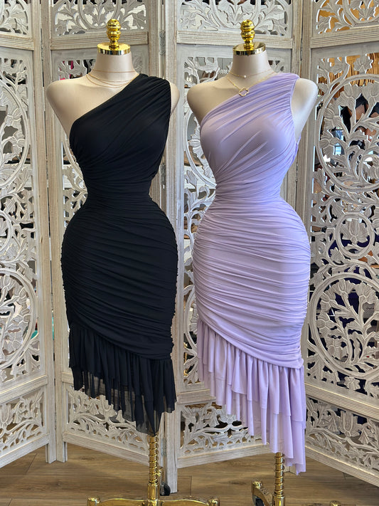 Mermaid Wrapped Ruffle Dress - Estira, Stretchy