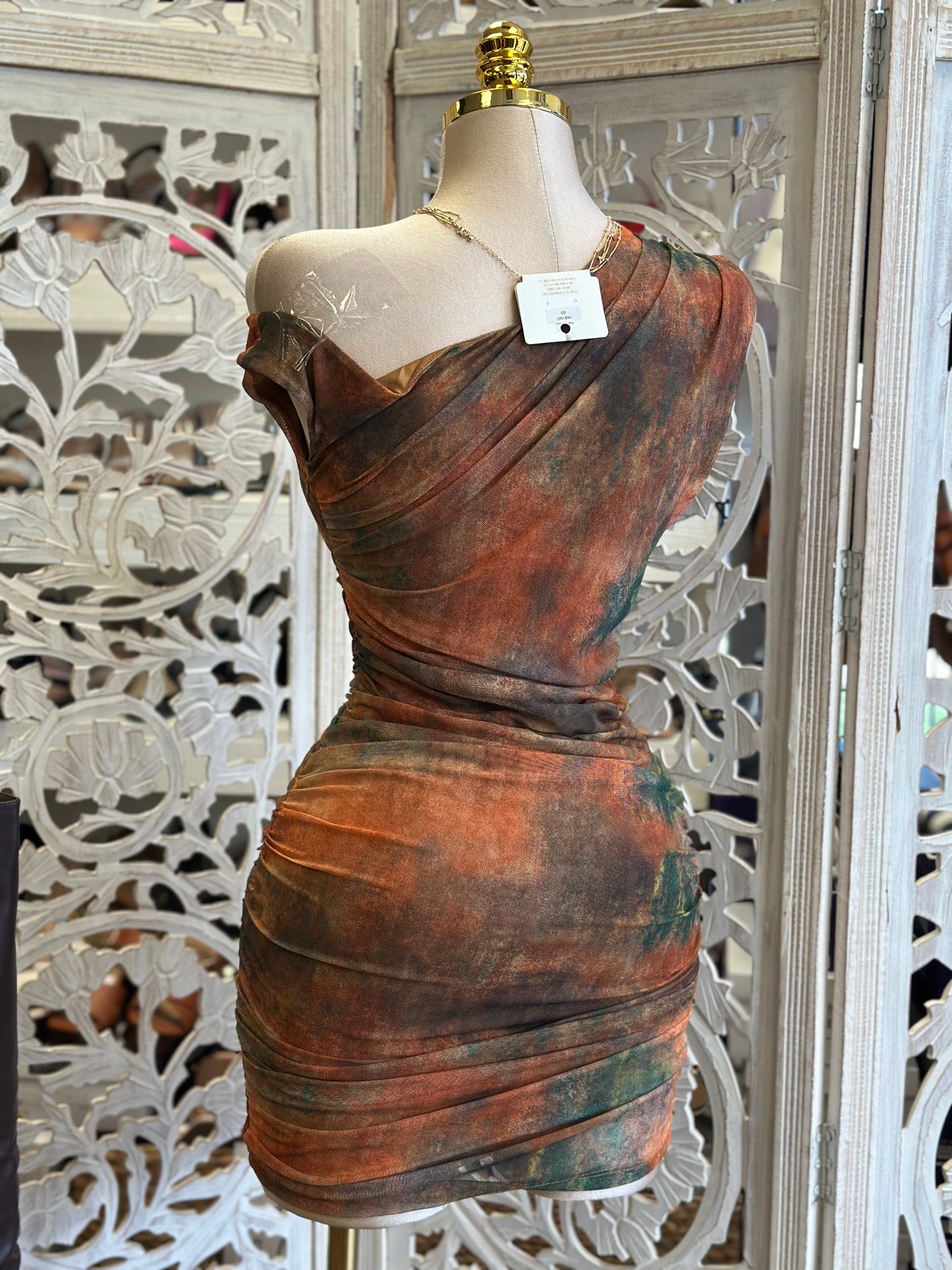 Asymmetrical Brushed Mini Dress -  Estira, Stretchy