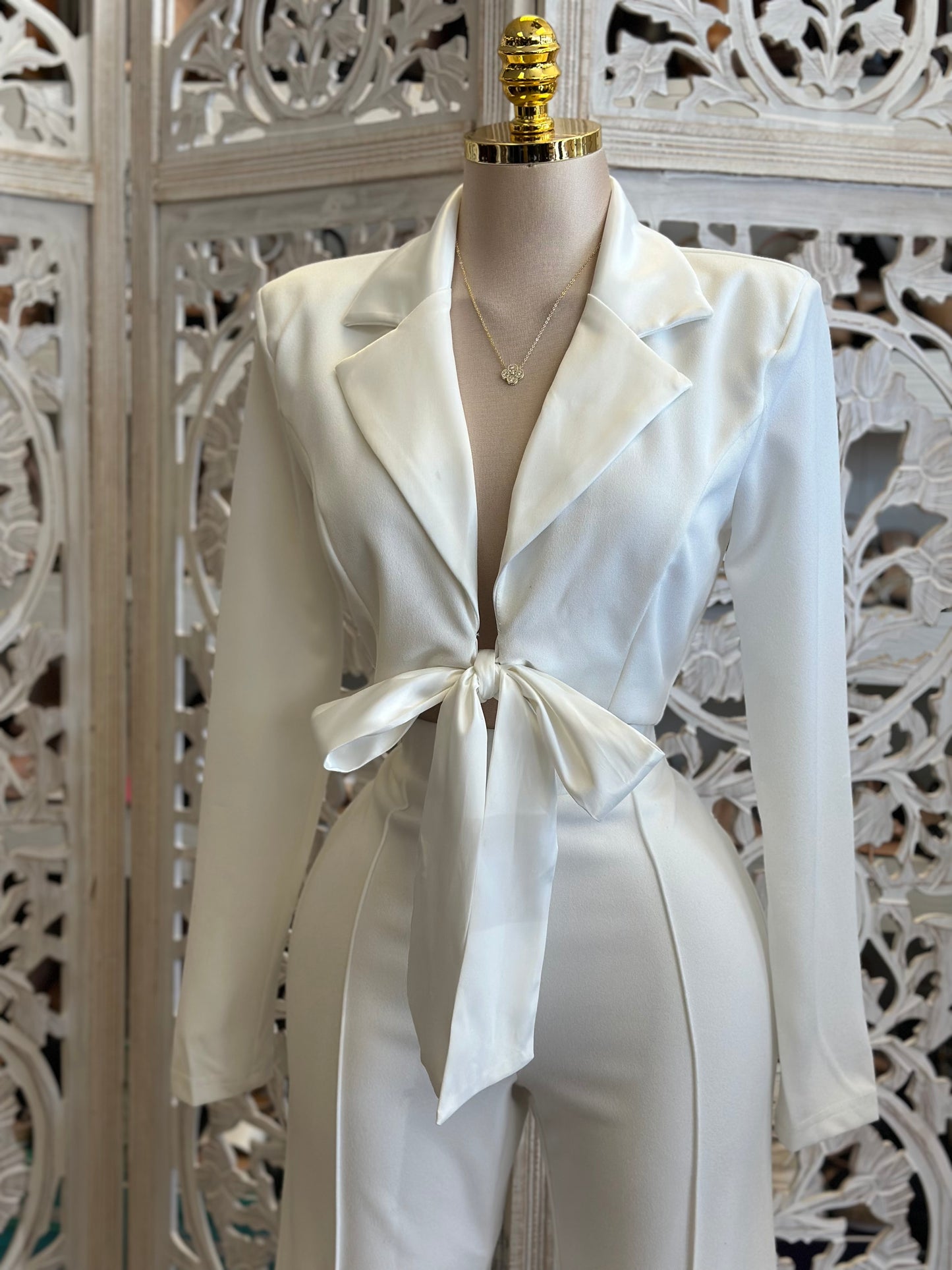 Bow Blazer and Pants Set- Stretchy,Estira