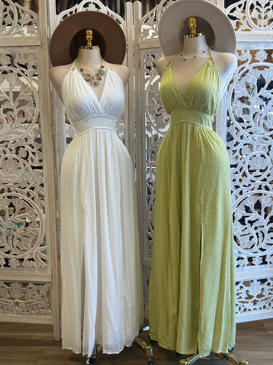 Halter Boho Maxi Dress - Estira, Stretchy