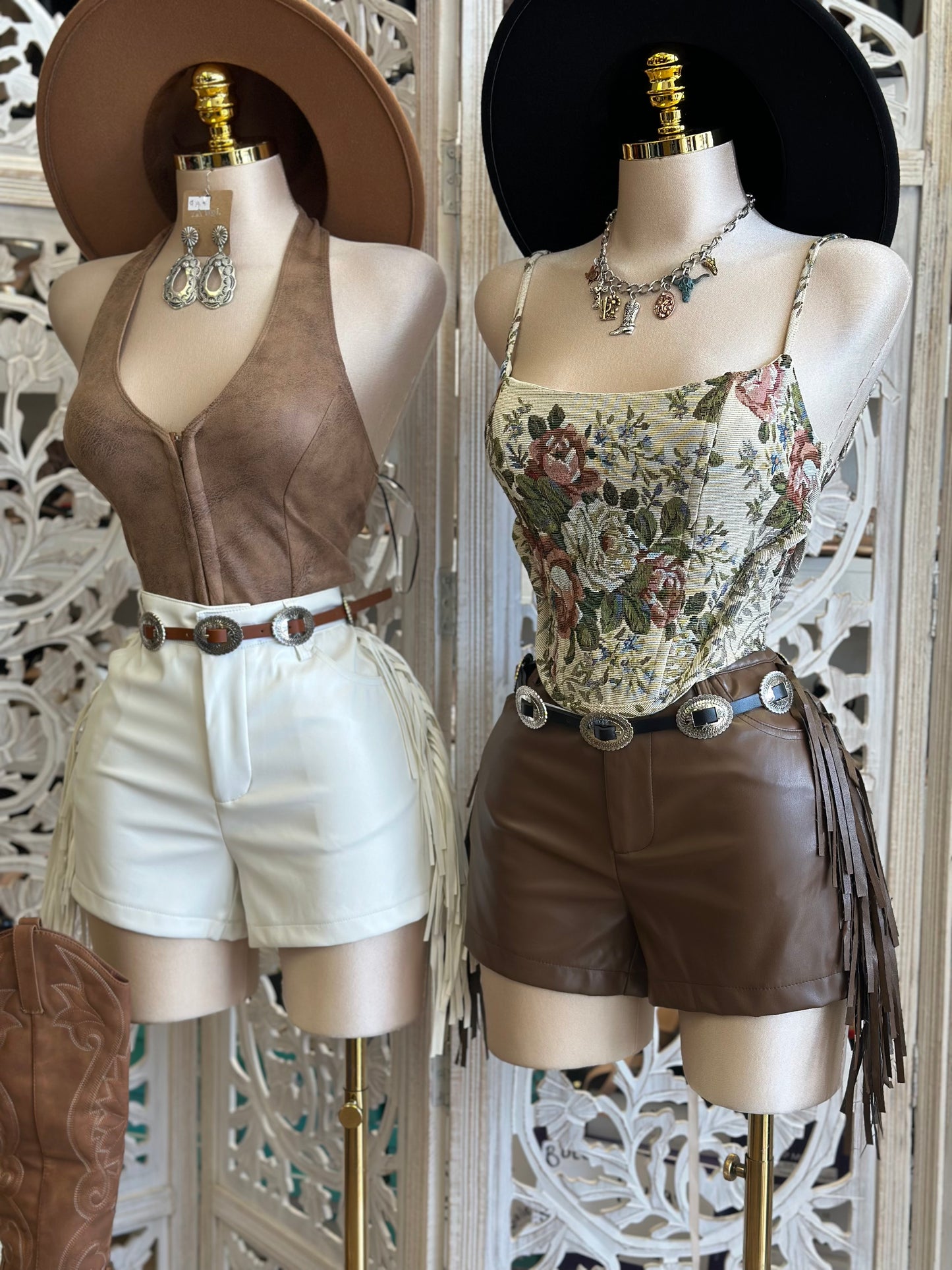 Fringe Faux Leather Shorts - Not Stretchy, No Estira
