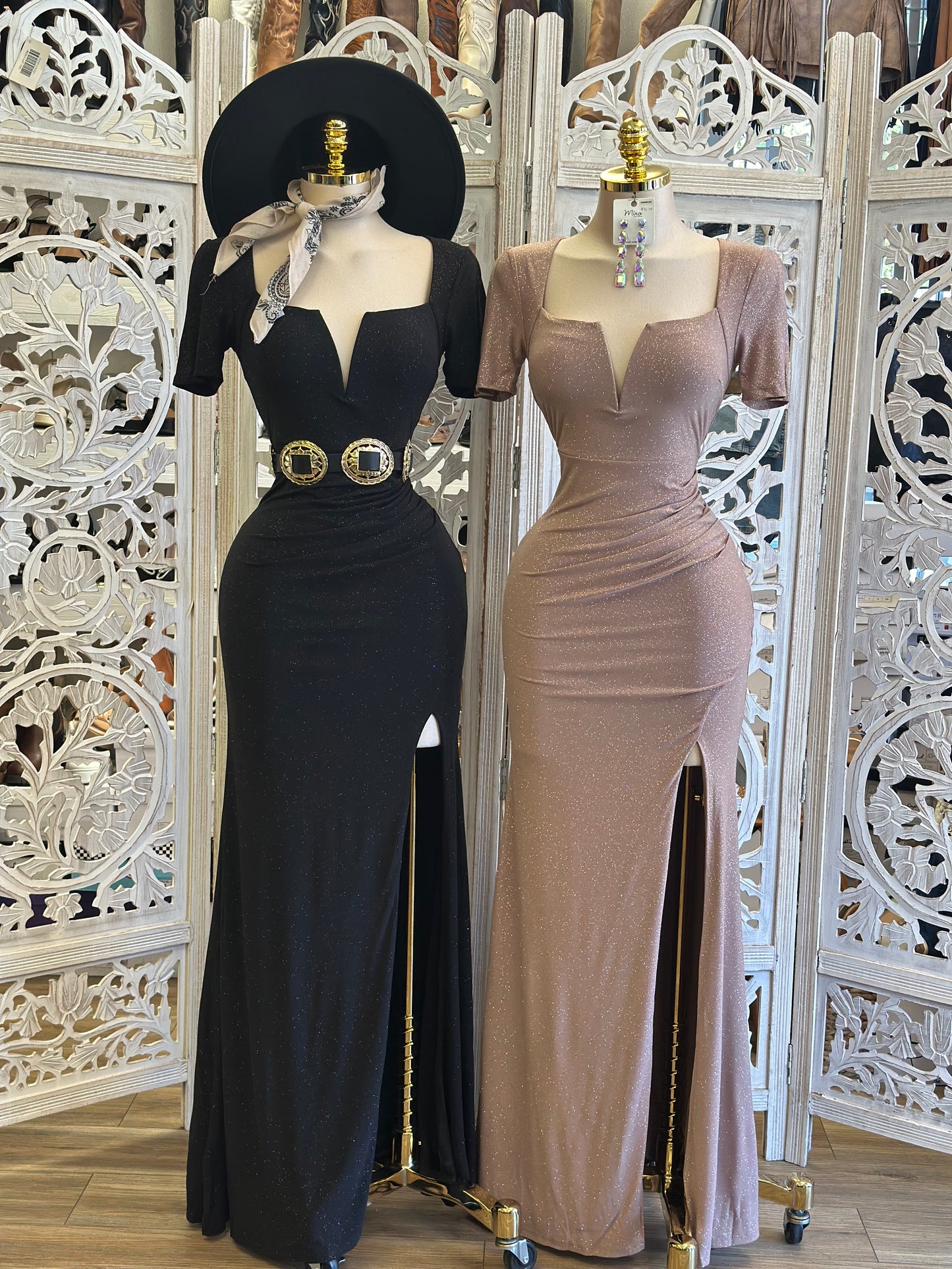 Plunge Maxi Dress- Stretchy ,Estira