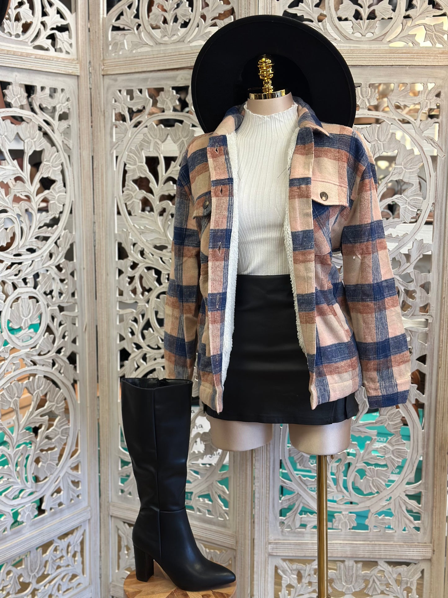 Multi Color Flannel Sherpa Jacket