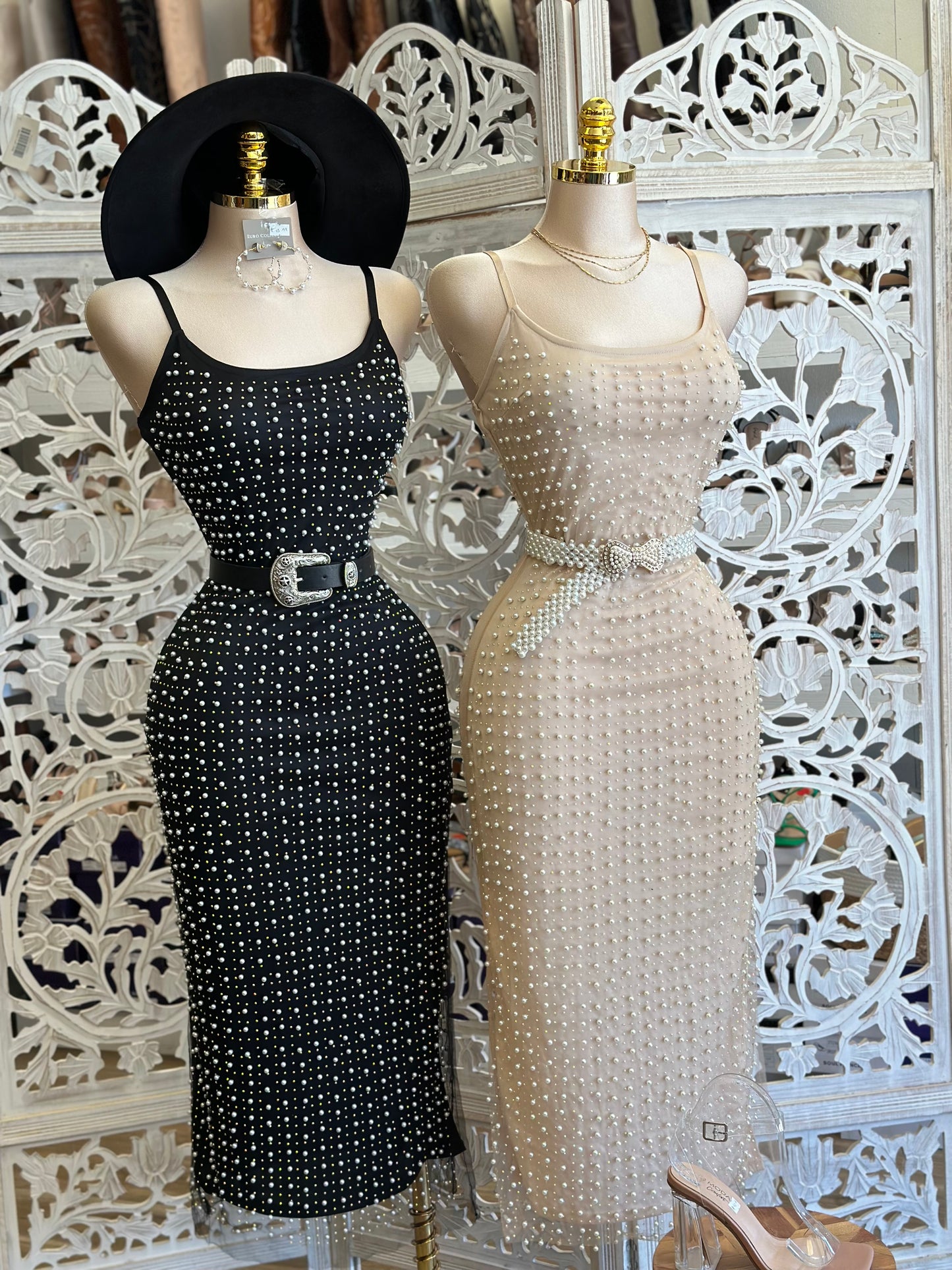 Mesh Pearl Cami Dress - Estira, Stretchy