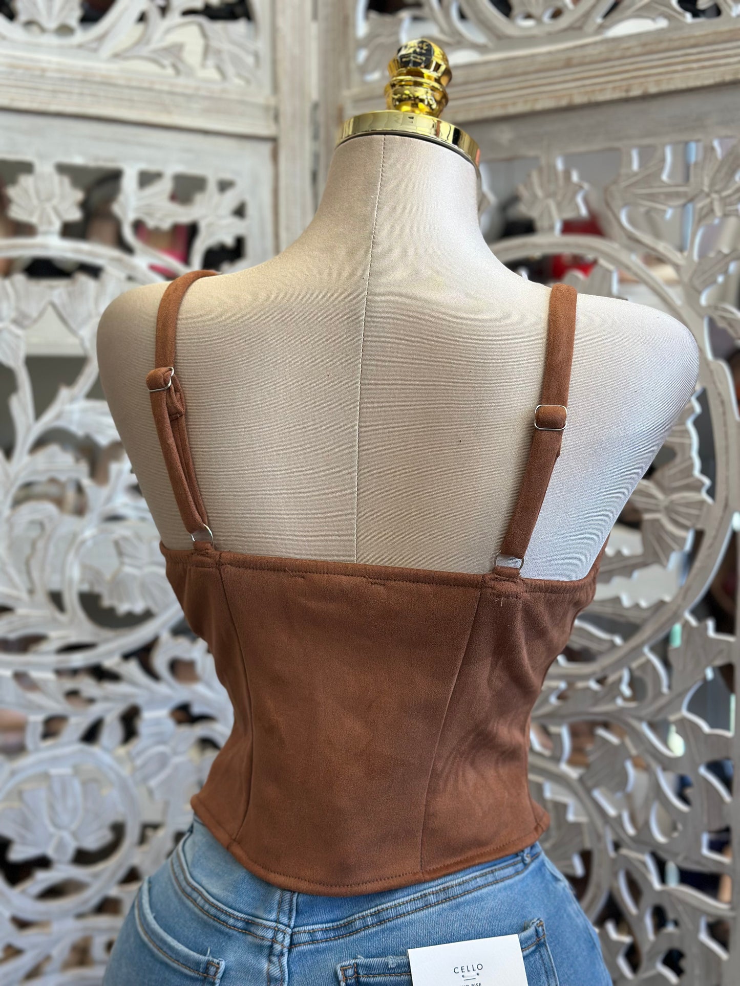 Soft Brown Suede Top - Estira, Stretchy