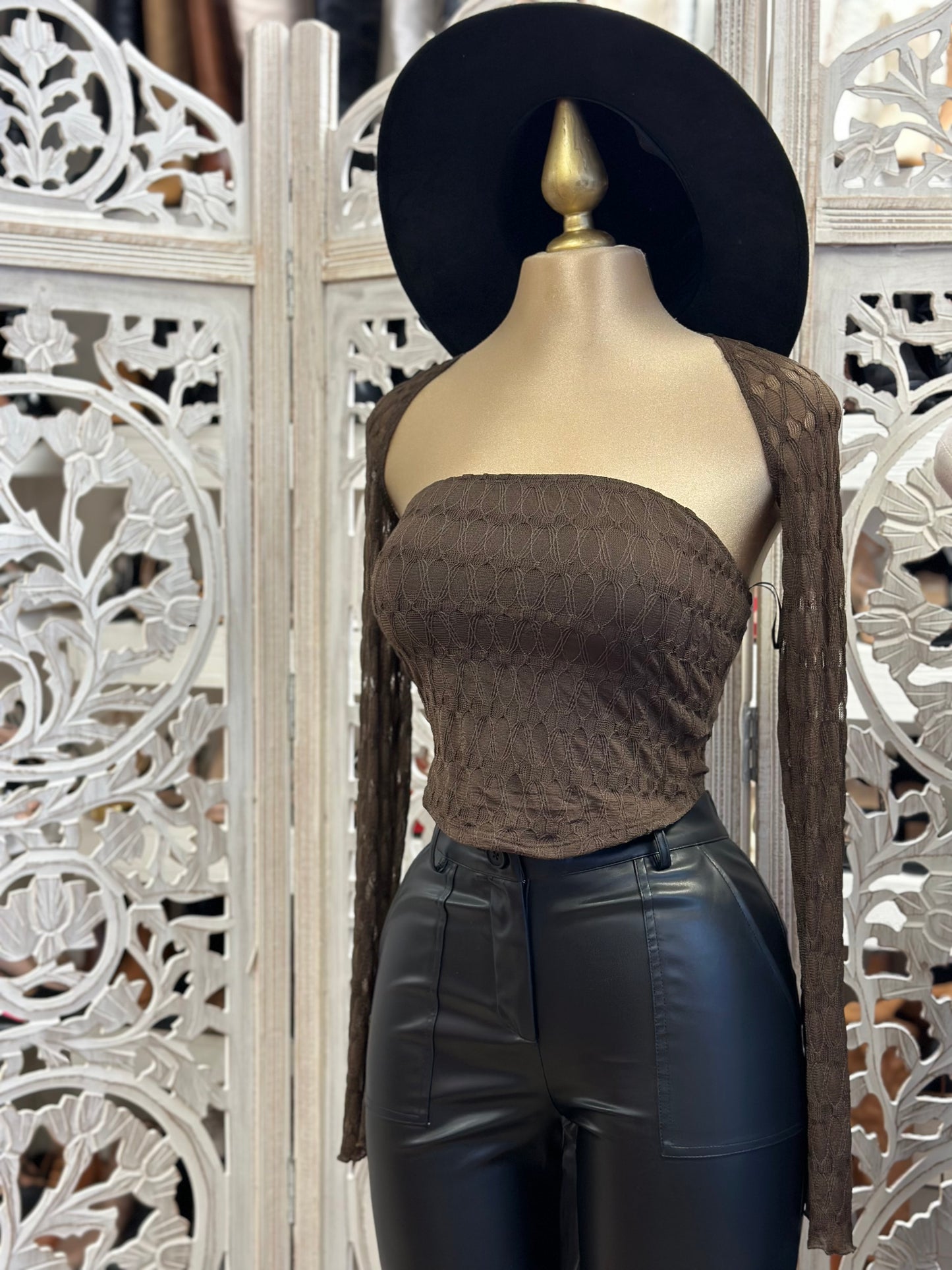 Lace Strapless Top with Carigan