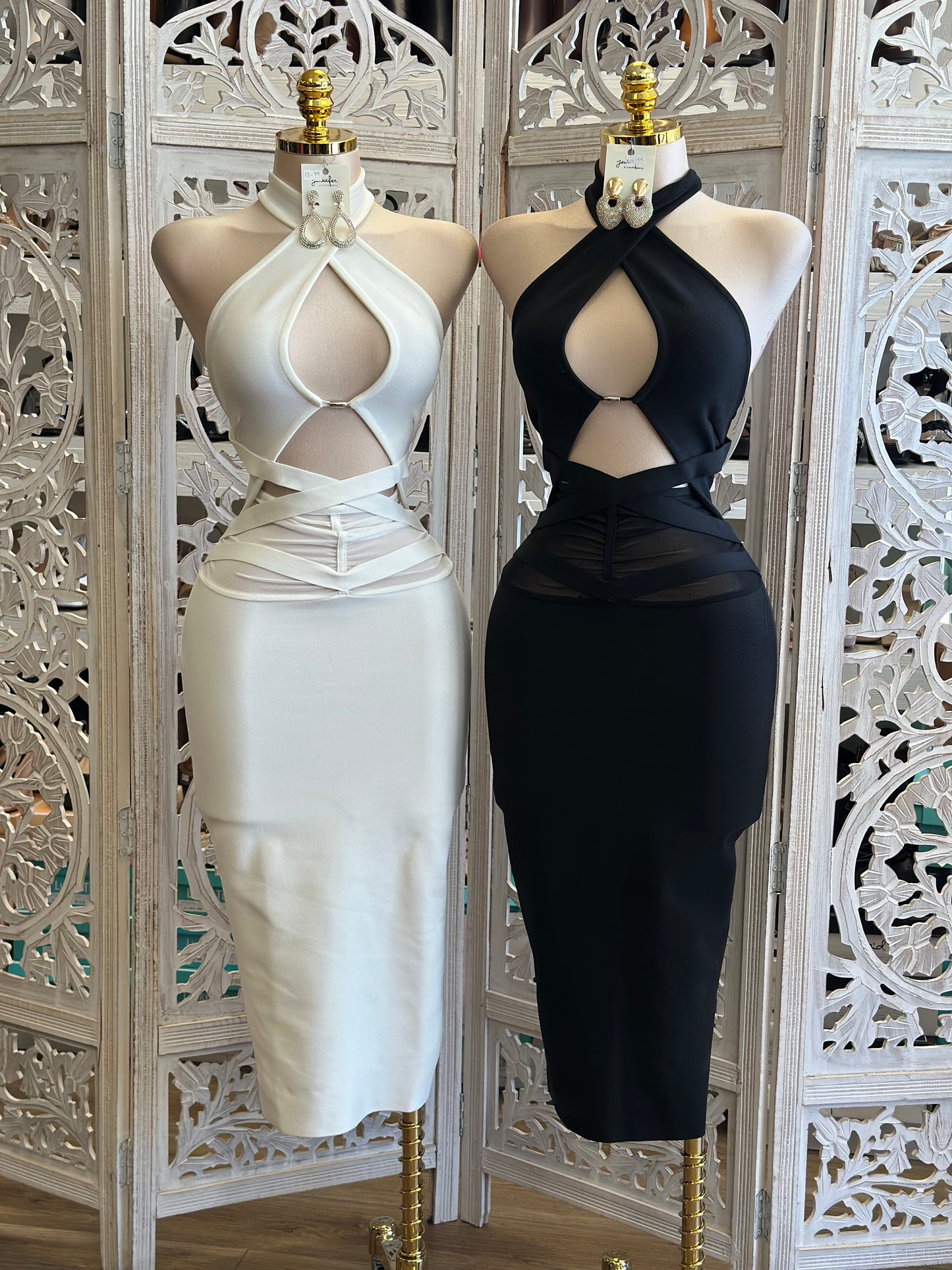 Bandage Cutout Dress-Estira, Stretchy