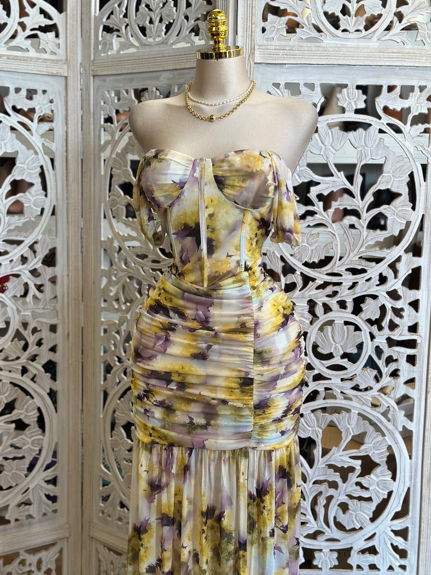 Corset Floral Brushed Dress-Stretchy,Estira