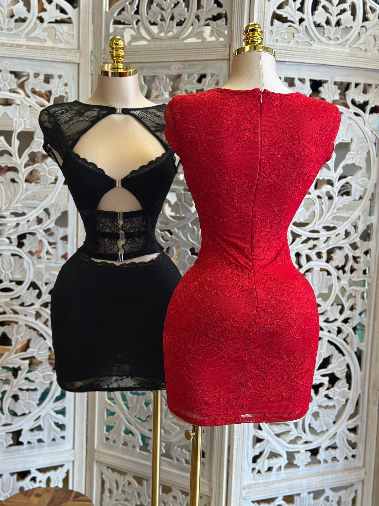 Lace Cutout Sexy Mini Dress - Estira, Stretchy