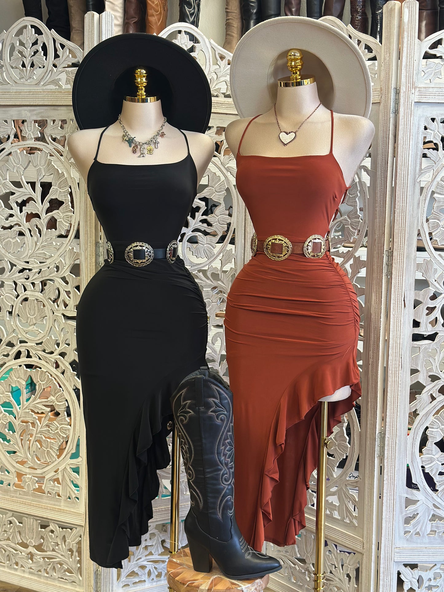 Cross Back Ruffle Dress- Stretchy,Estira