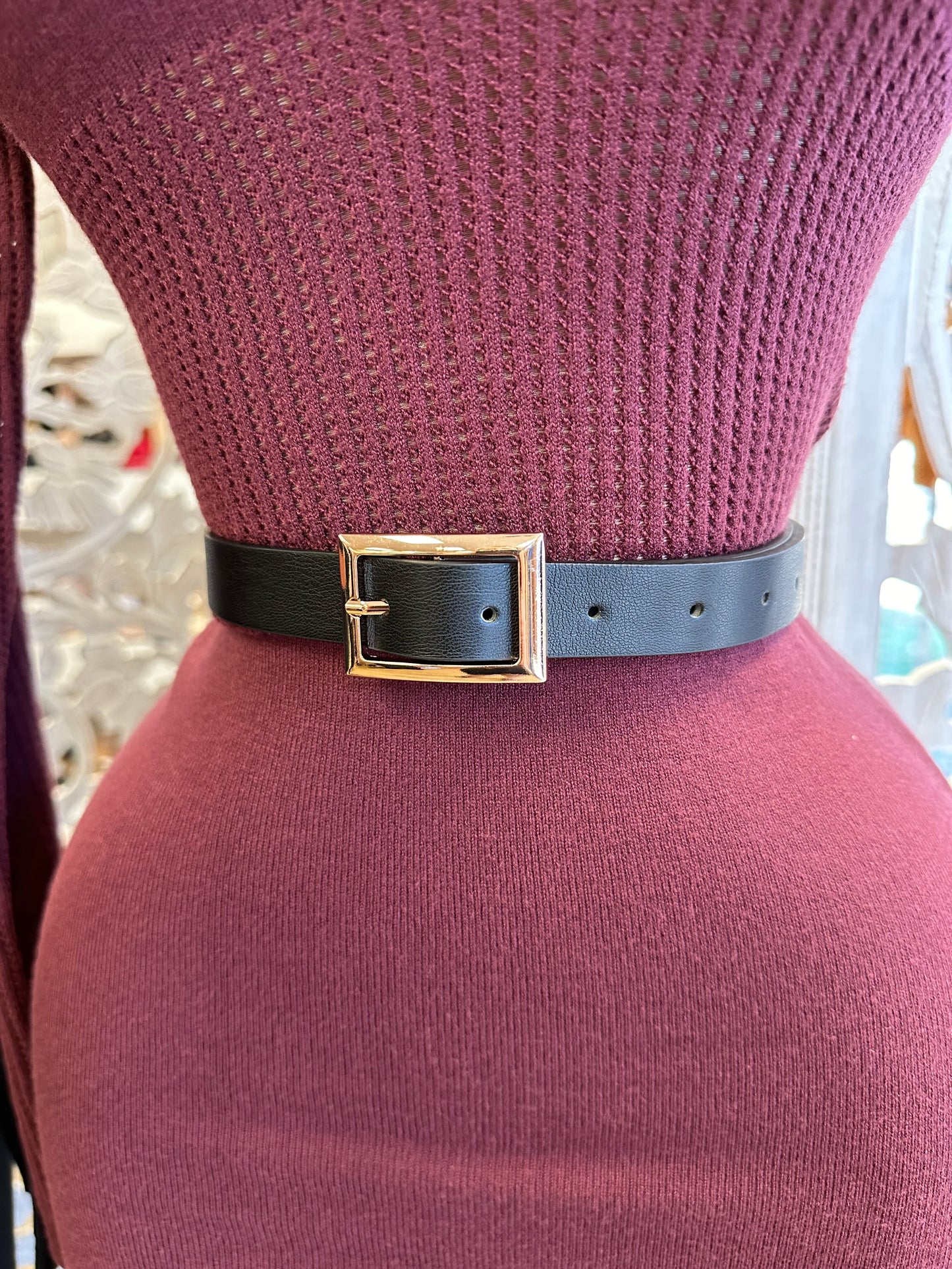 Square Buckle Thin Belt