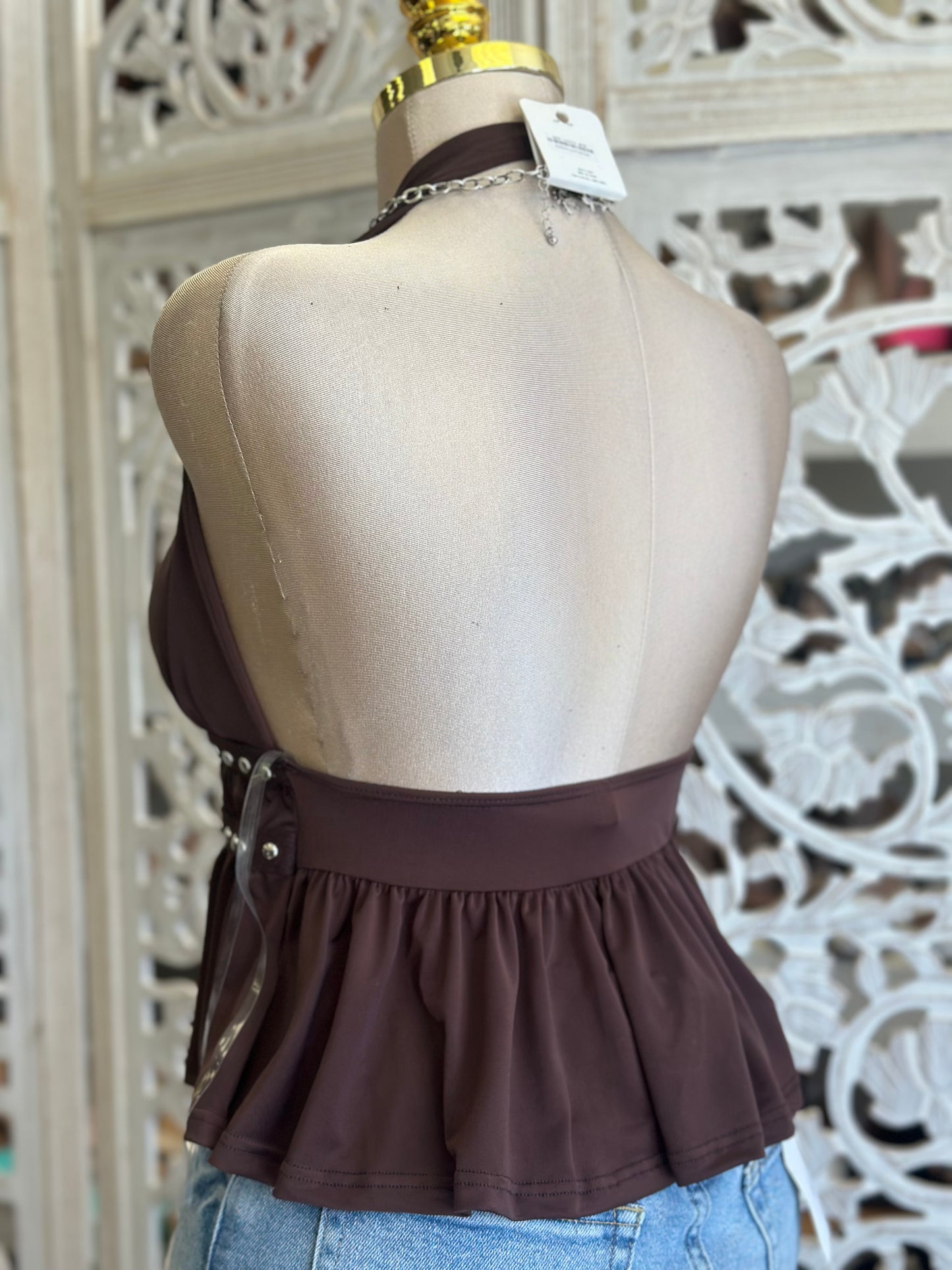 Split Studded Blouse- Estira, Stretchy