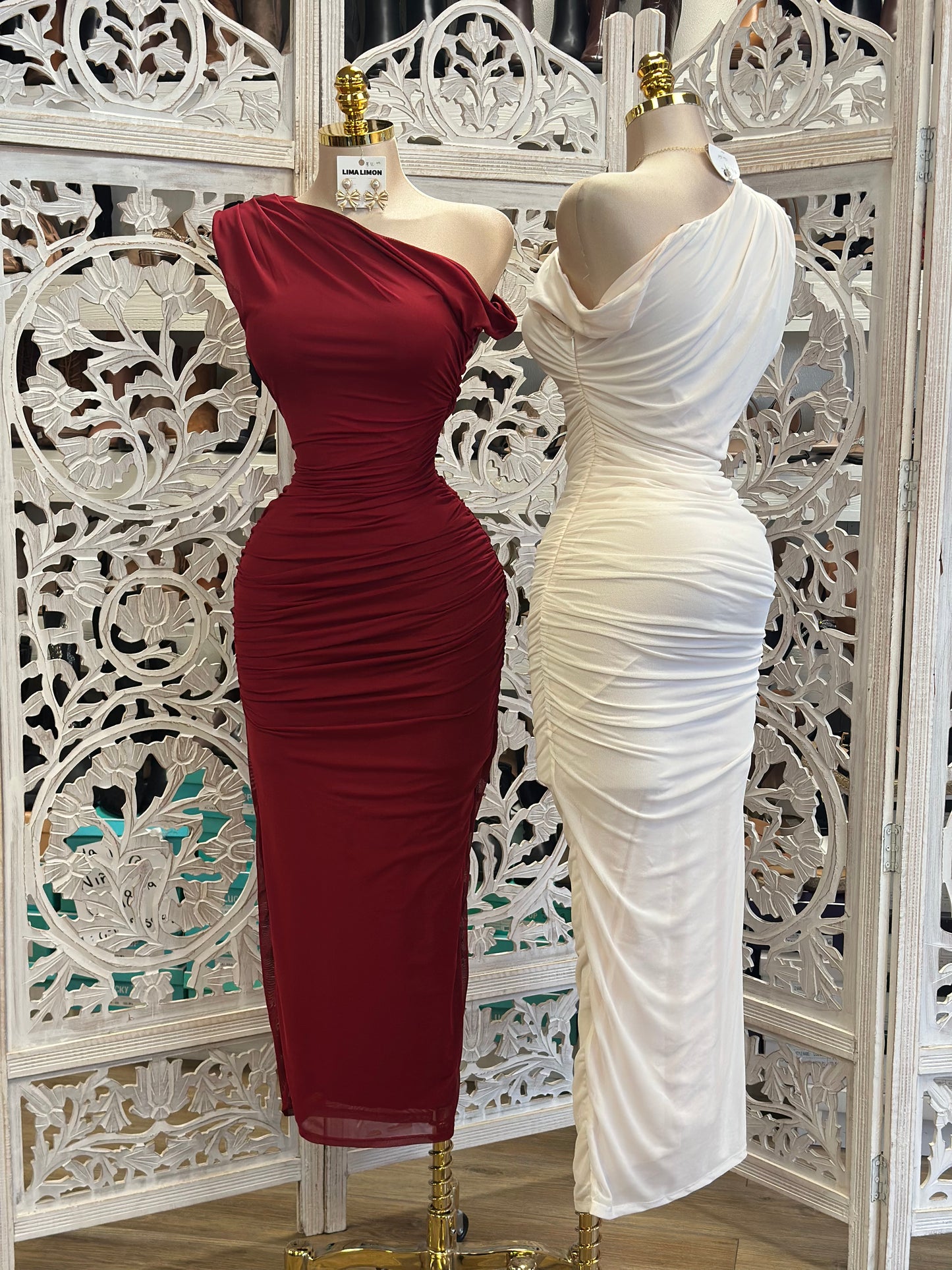 Asymmetrical Ruched Dress- Stretchy,Estira