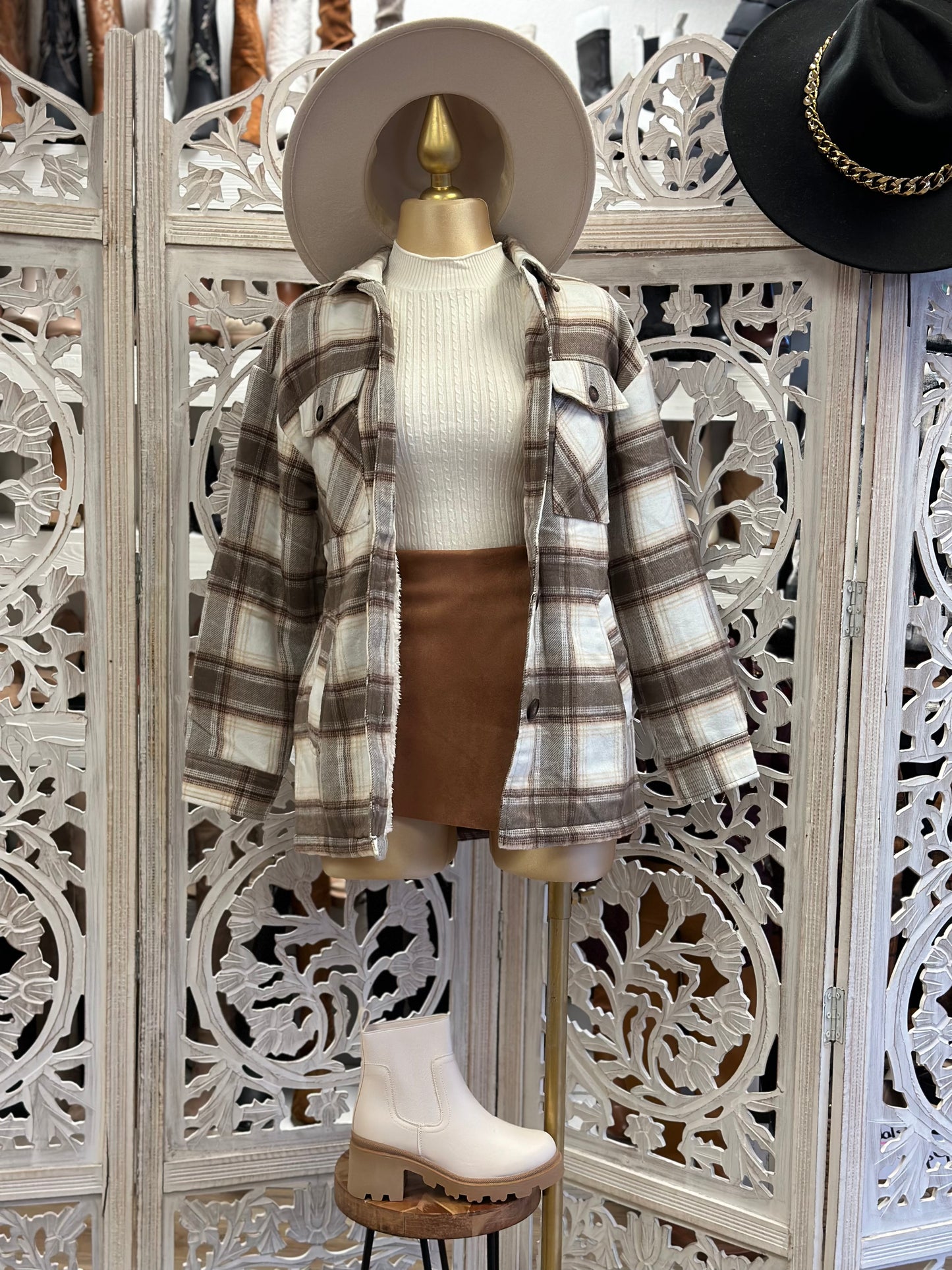 Mocha Flannel Fleece Lined Jacket