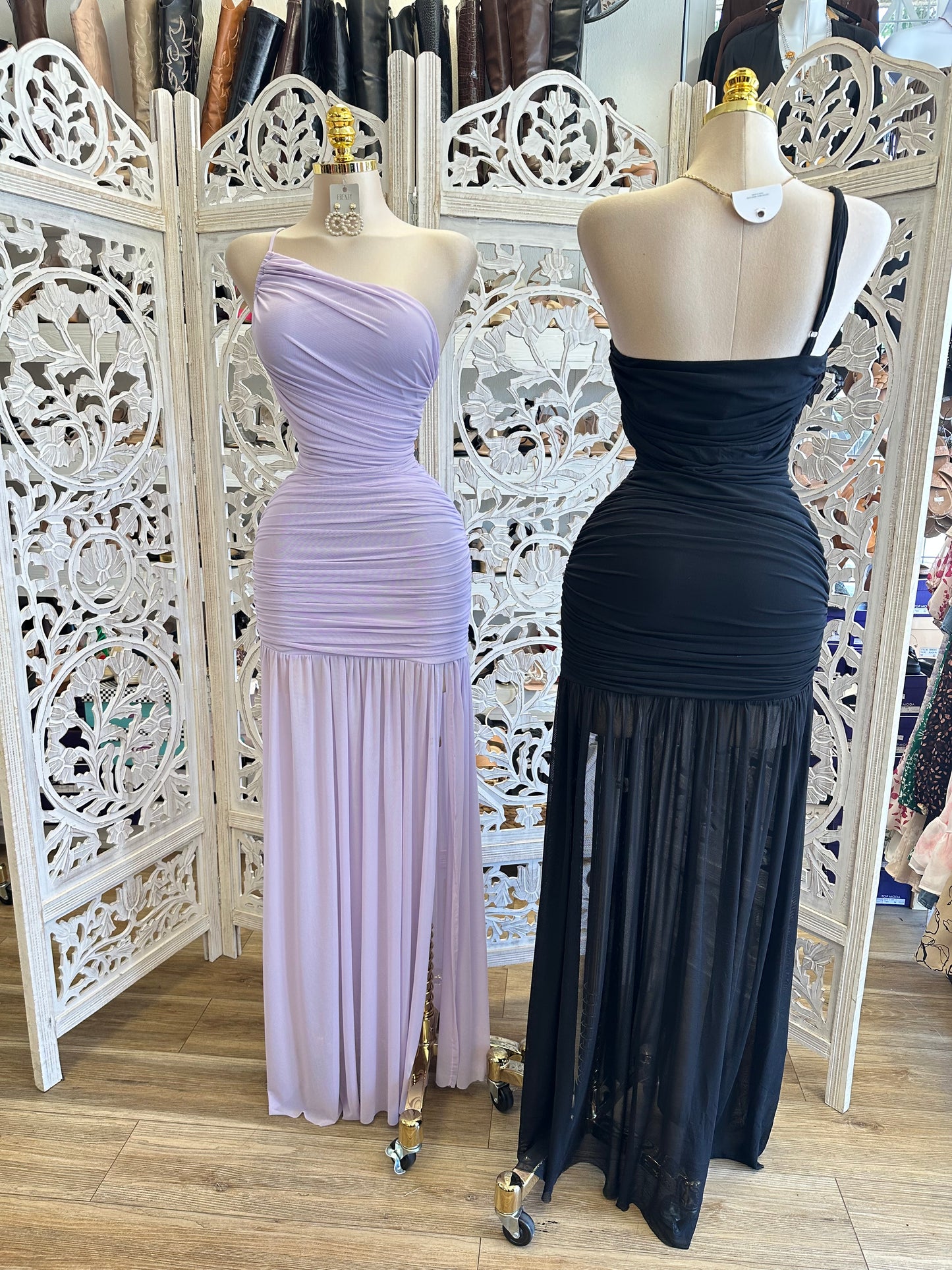 Nora One Sleeve Wrapped Maxi Dress-Estira, Stretchy