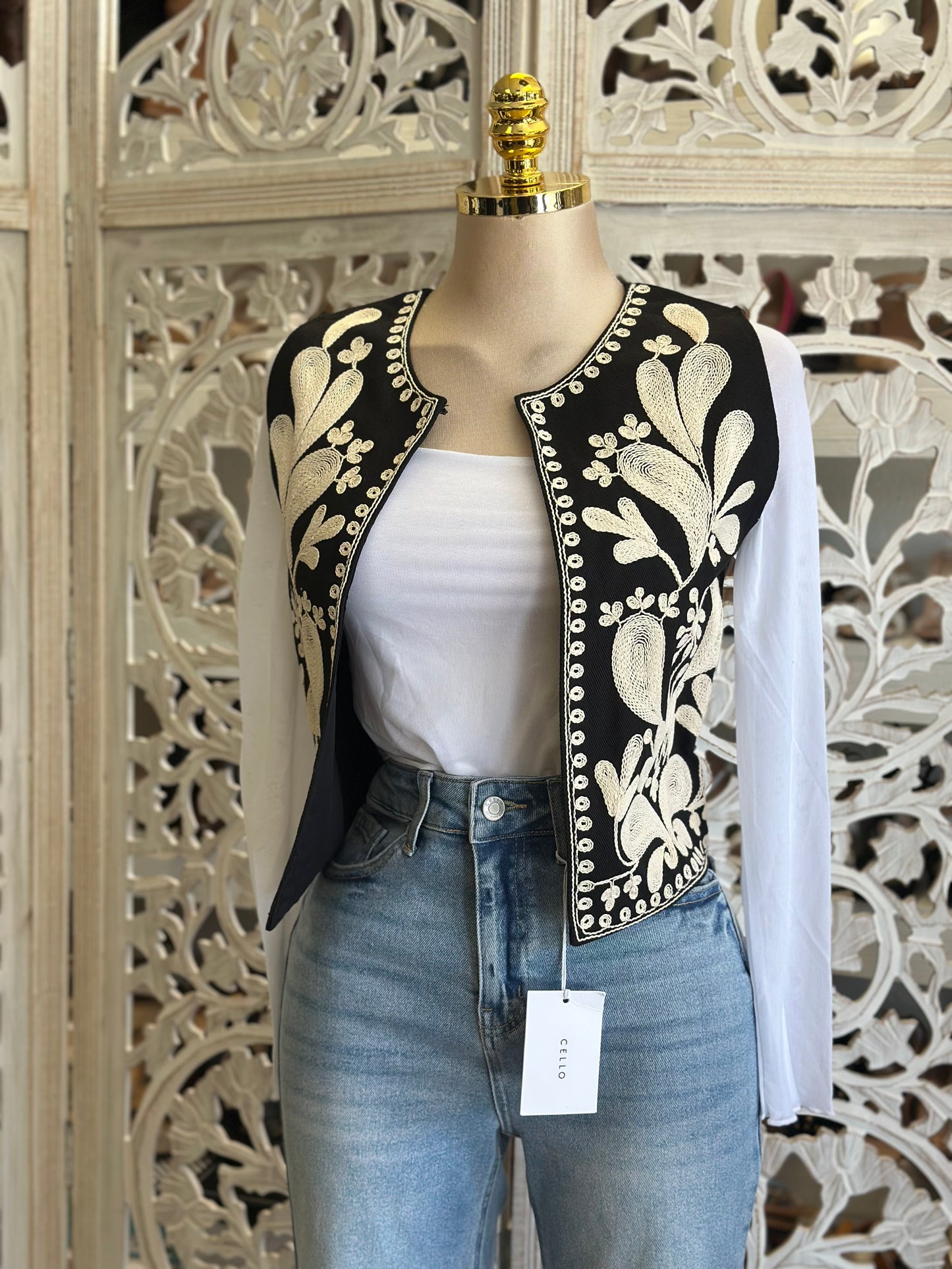 Black Mini Embroidered Vest