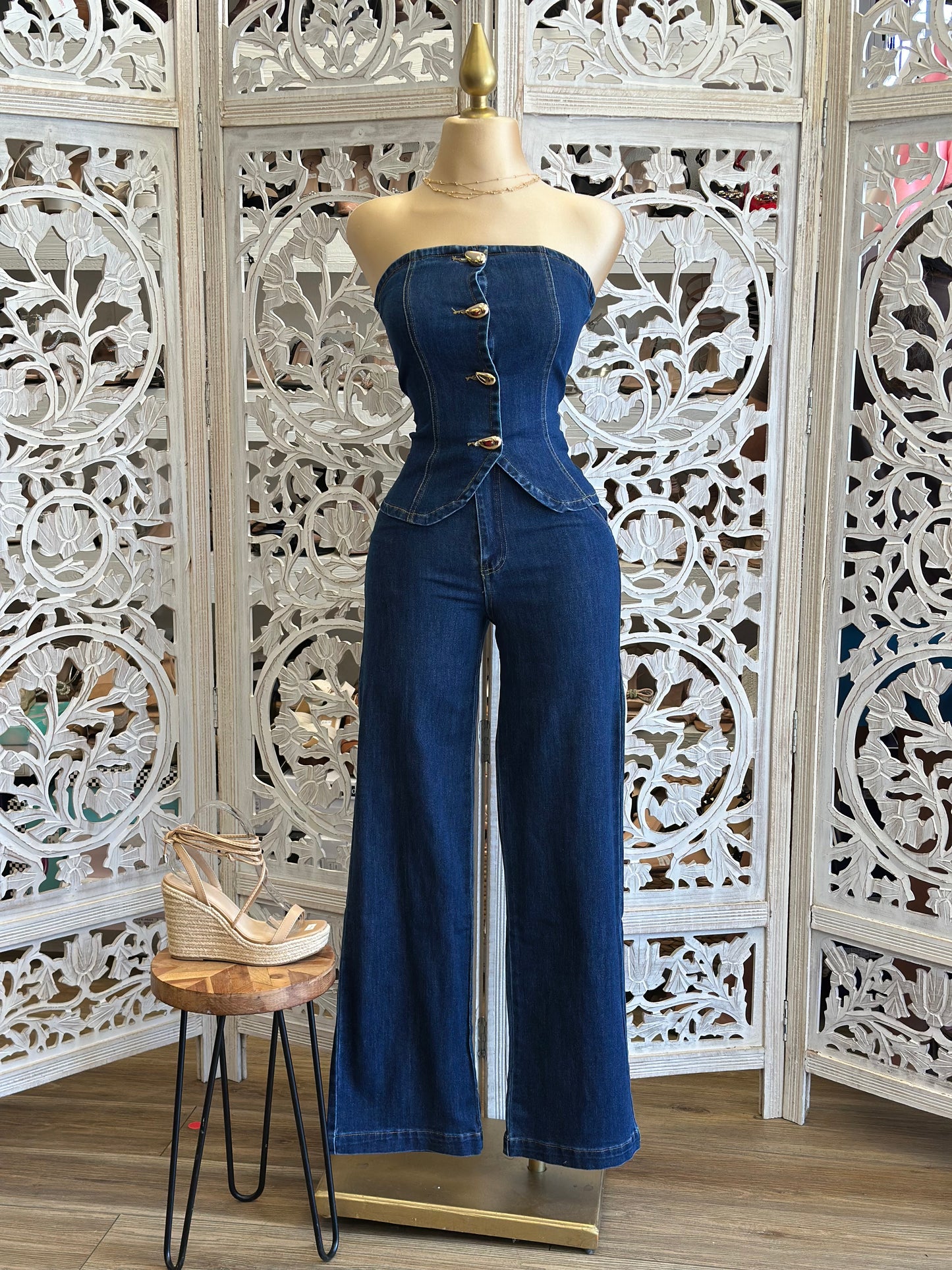 Jean Gold Button Set- Estira,Stretchy