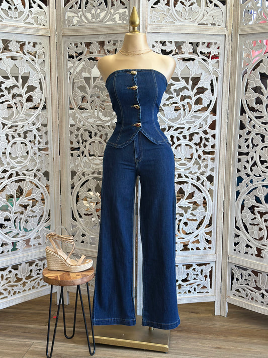 Jean Gold Button Set- Estira,Stretchy