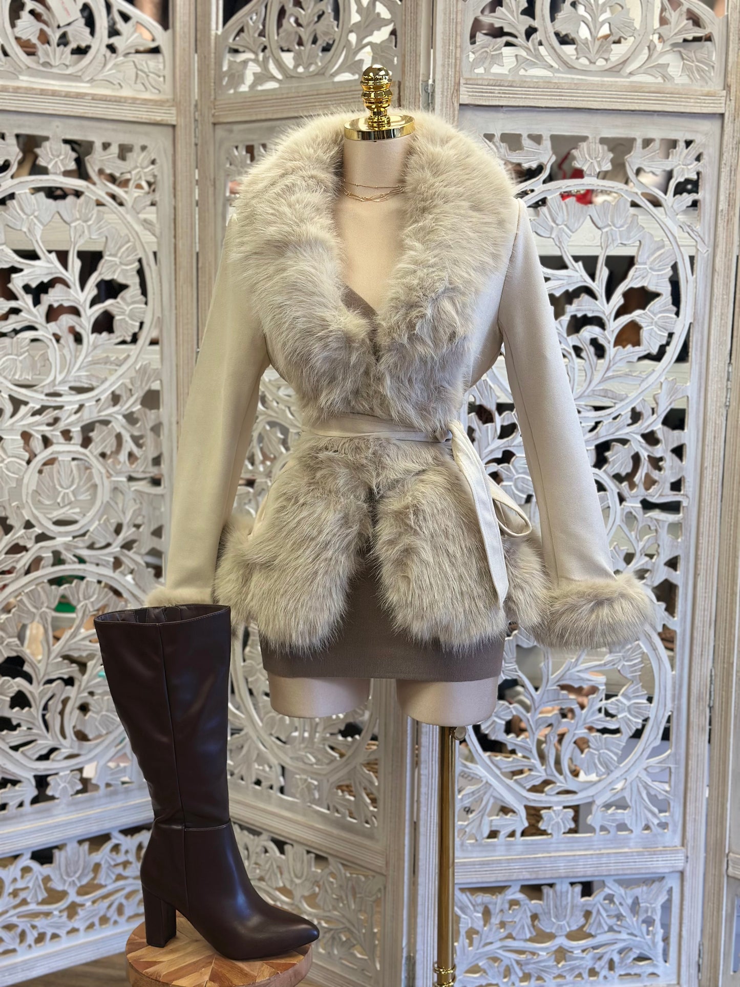 Furry Suede Fashion Coat