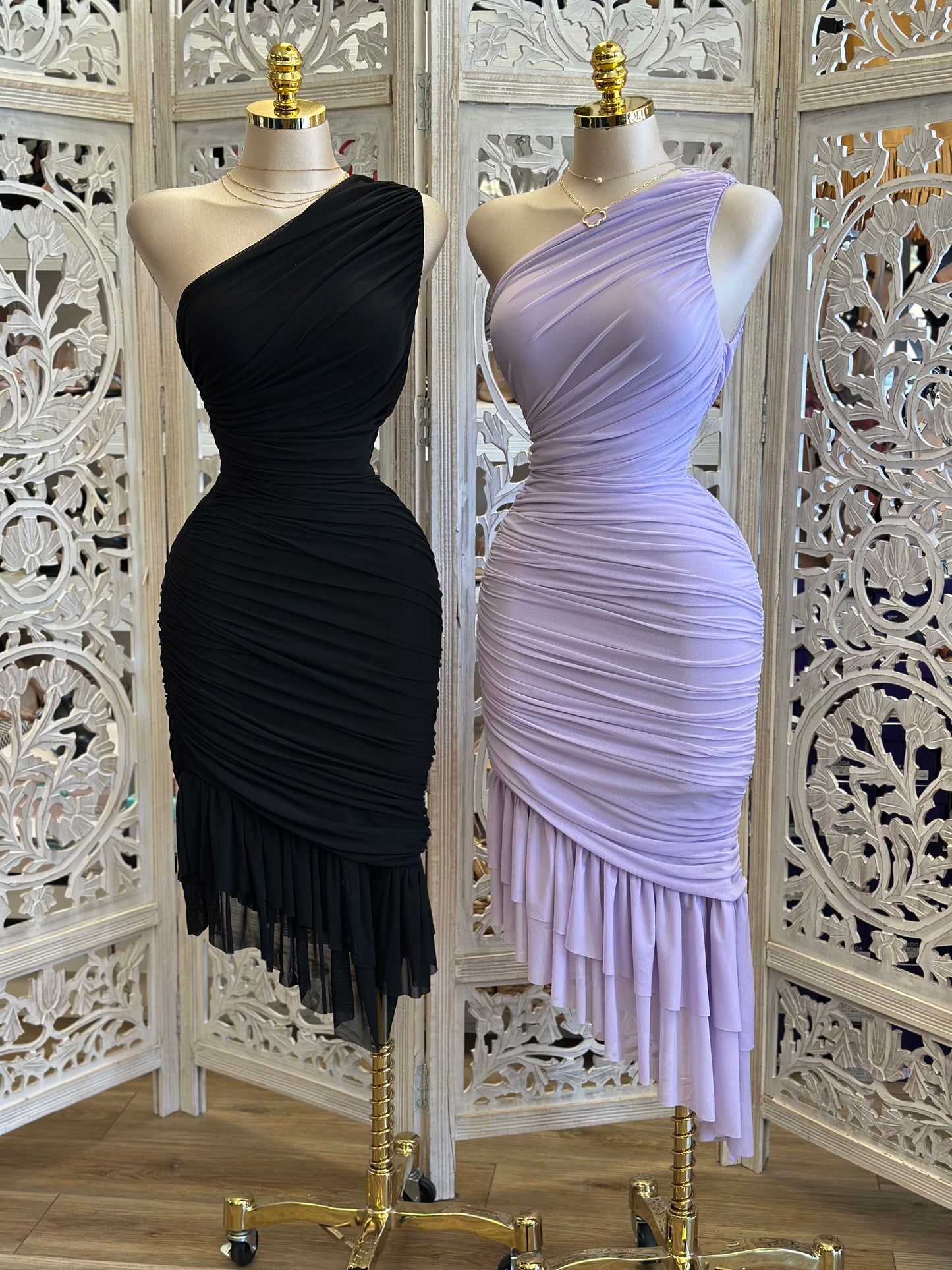 Mermaid Wrapped Ruffle Dress - Estira, Stretchy