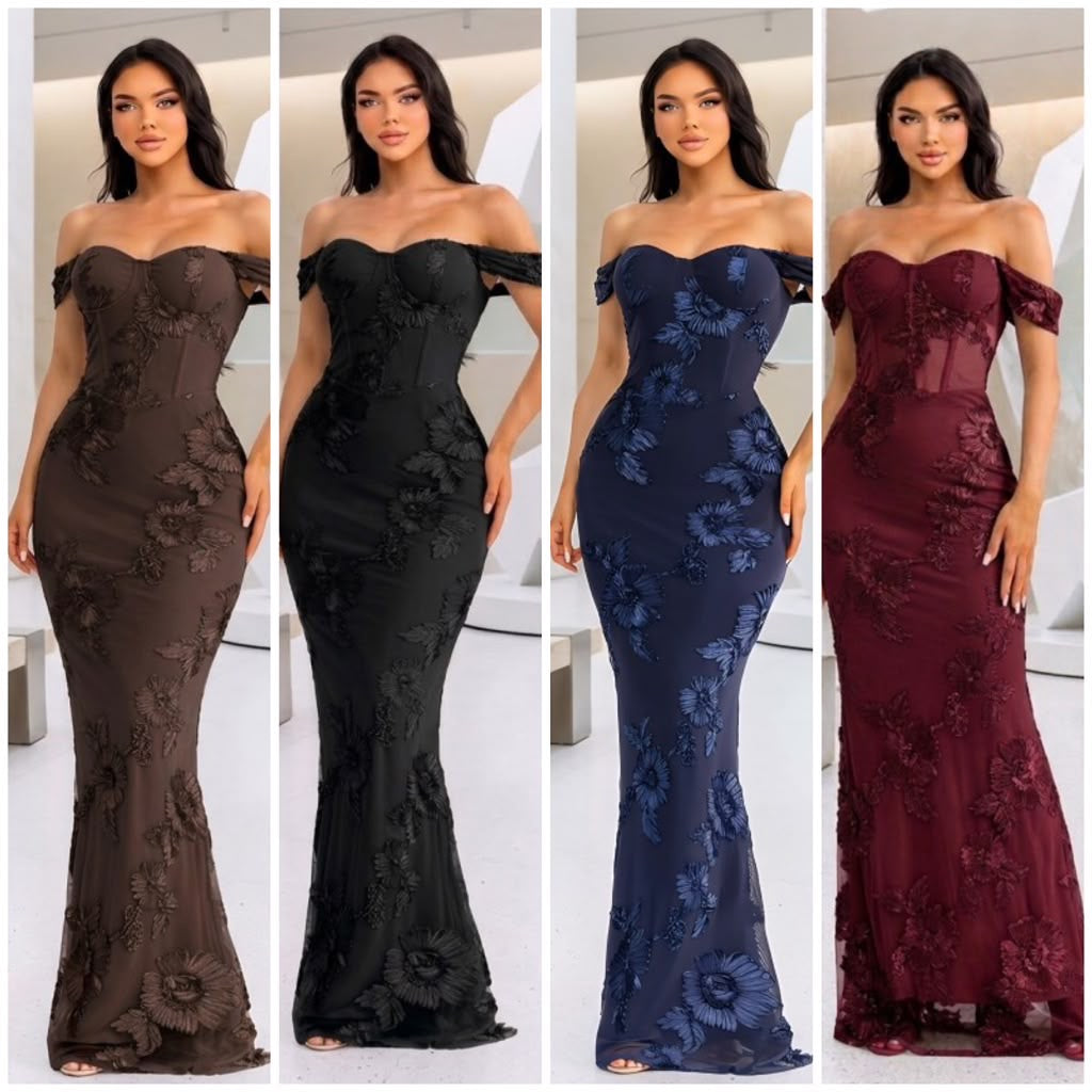 Corset Floral Evening Dress- Estira, Stretchy