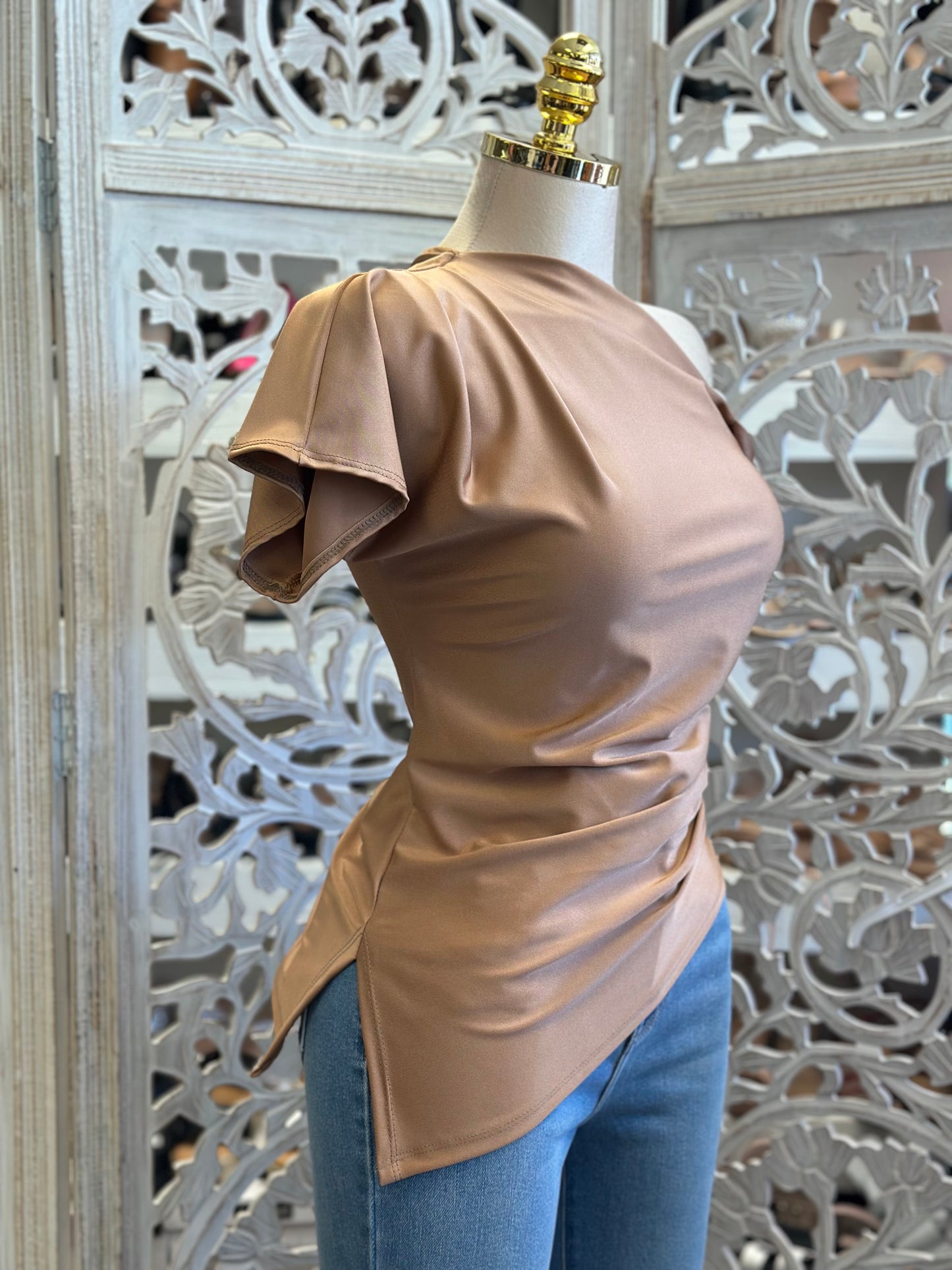 Auburn Asymmetrical Blouse - Estira, Stretchy