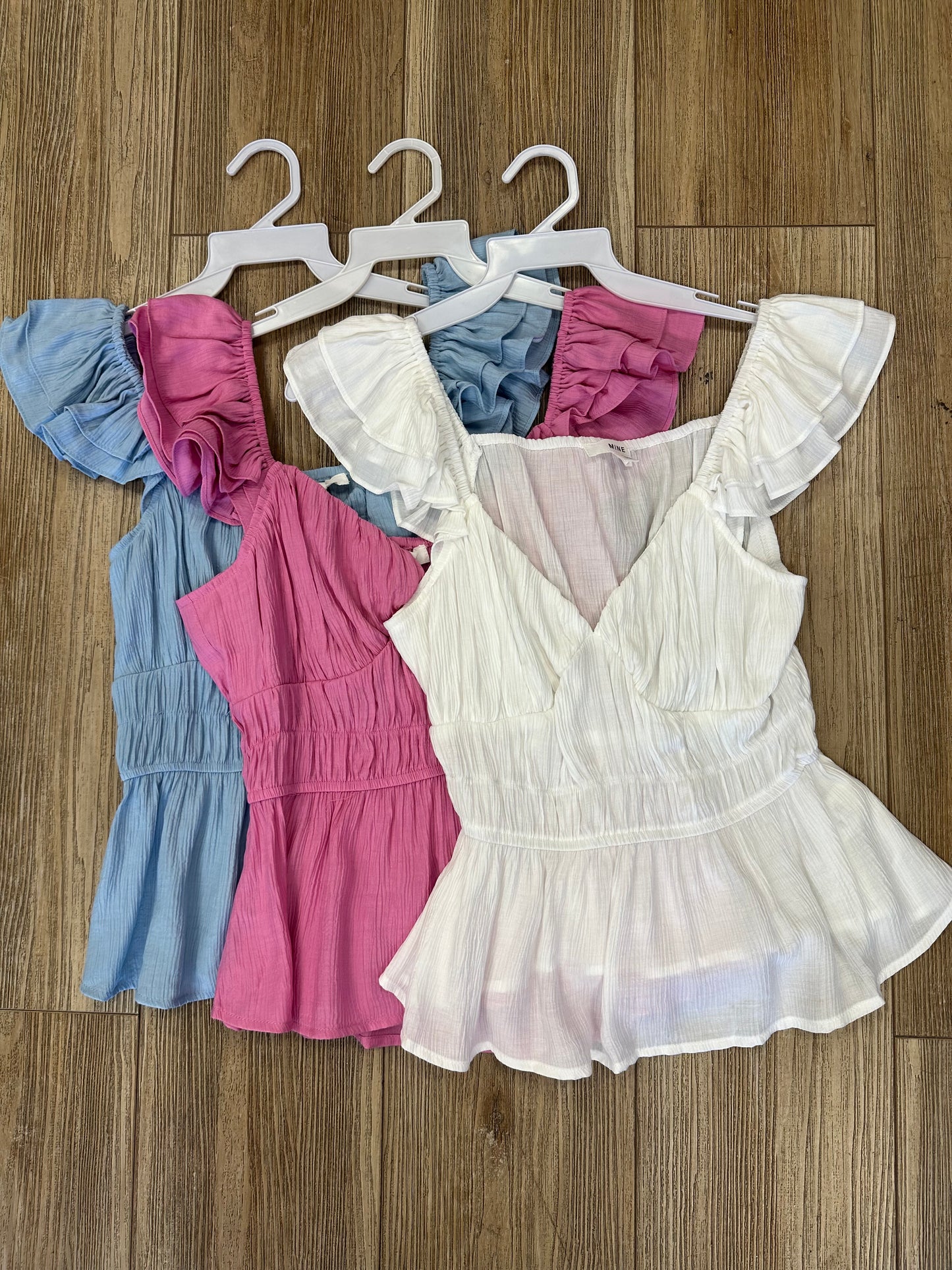 Ruffle Sleeve Scrunched Blouse - Estira, Stretchy