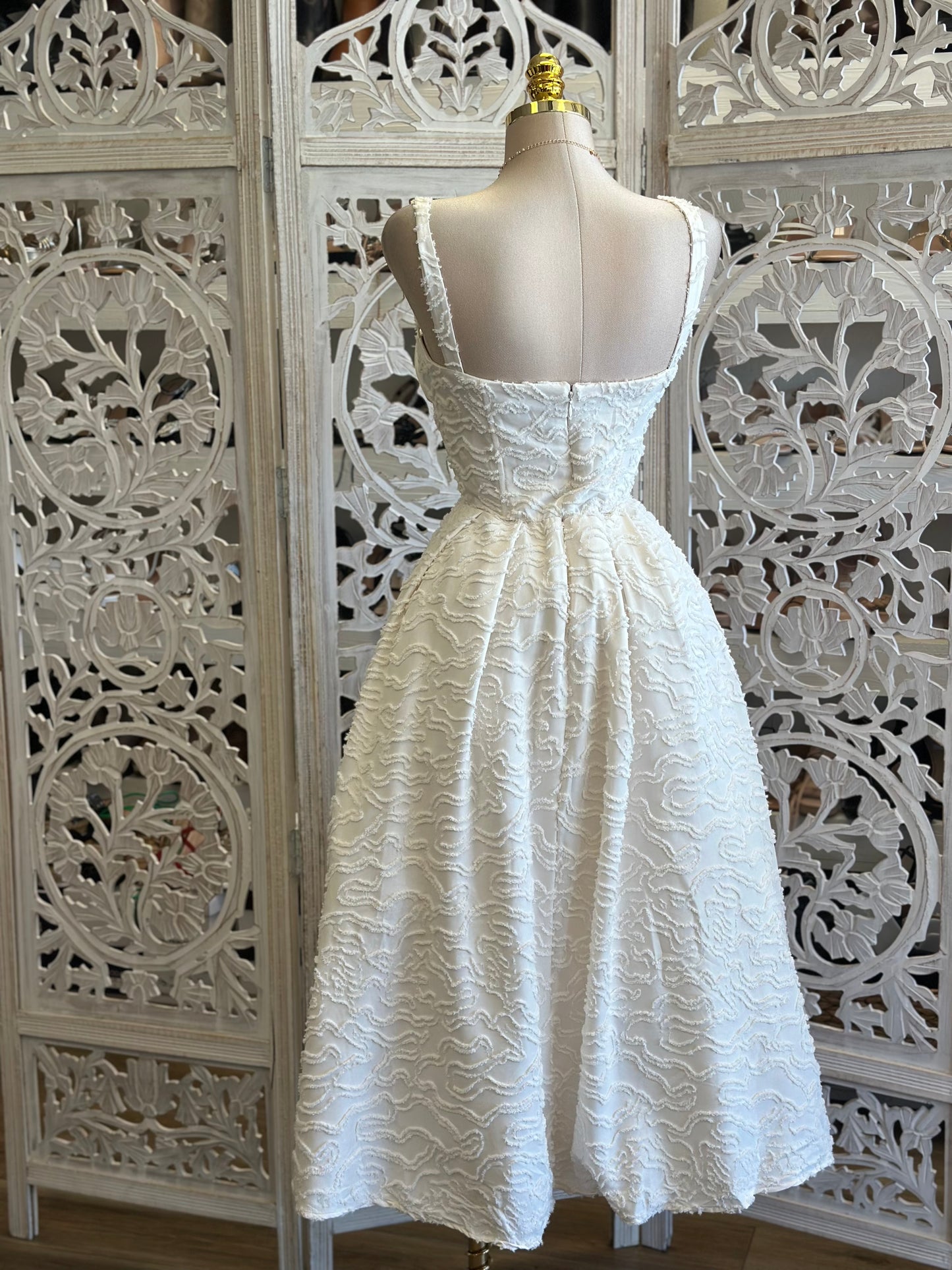 Ivory Mermaid Cup Midi Dress- Not Stretchy ,No Estira