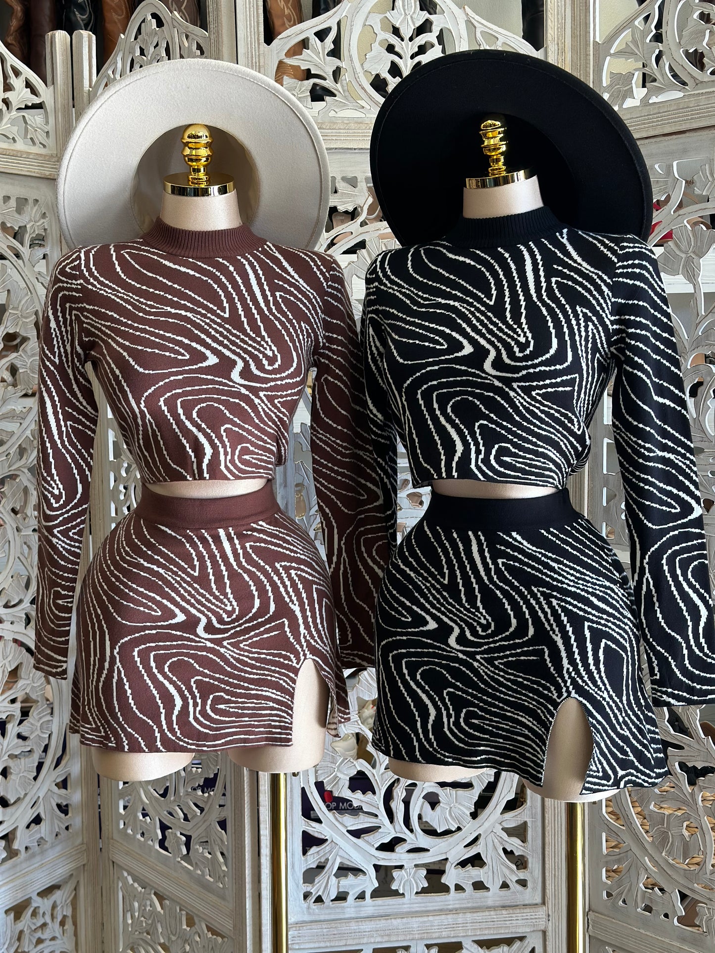 Swirl Print Sweater Set - Stretchy, Estira