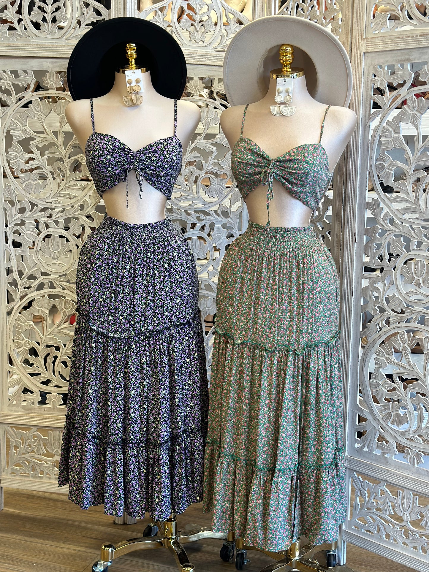 Floral Maxi Skirt Set - Estira, Stretchy